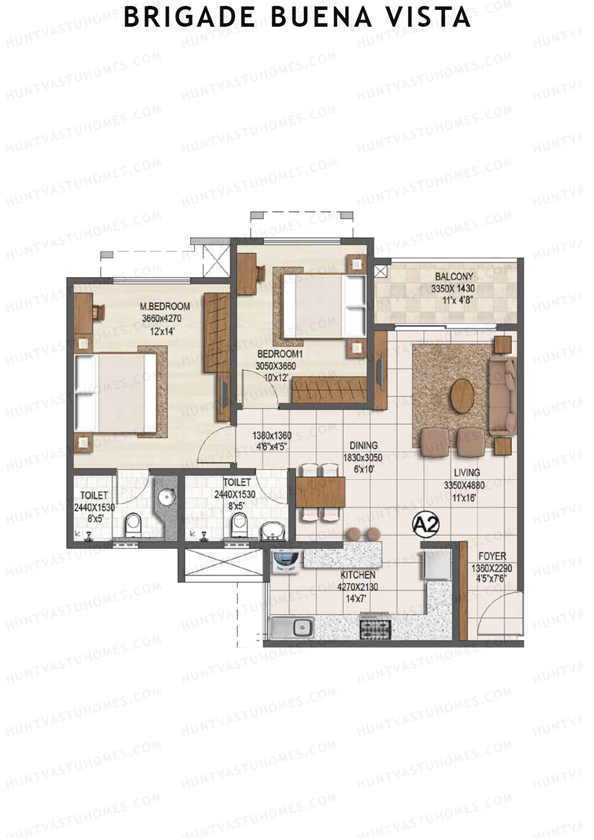 Brigade Buena Vista Tower A Unit 1 Floor Plan