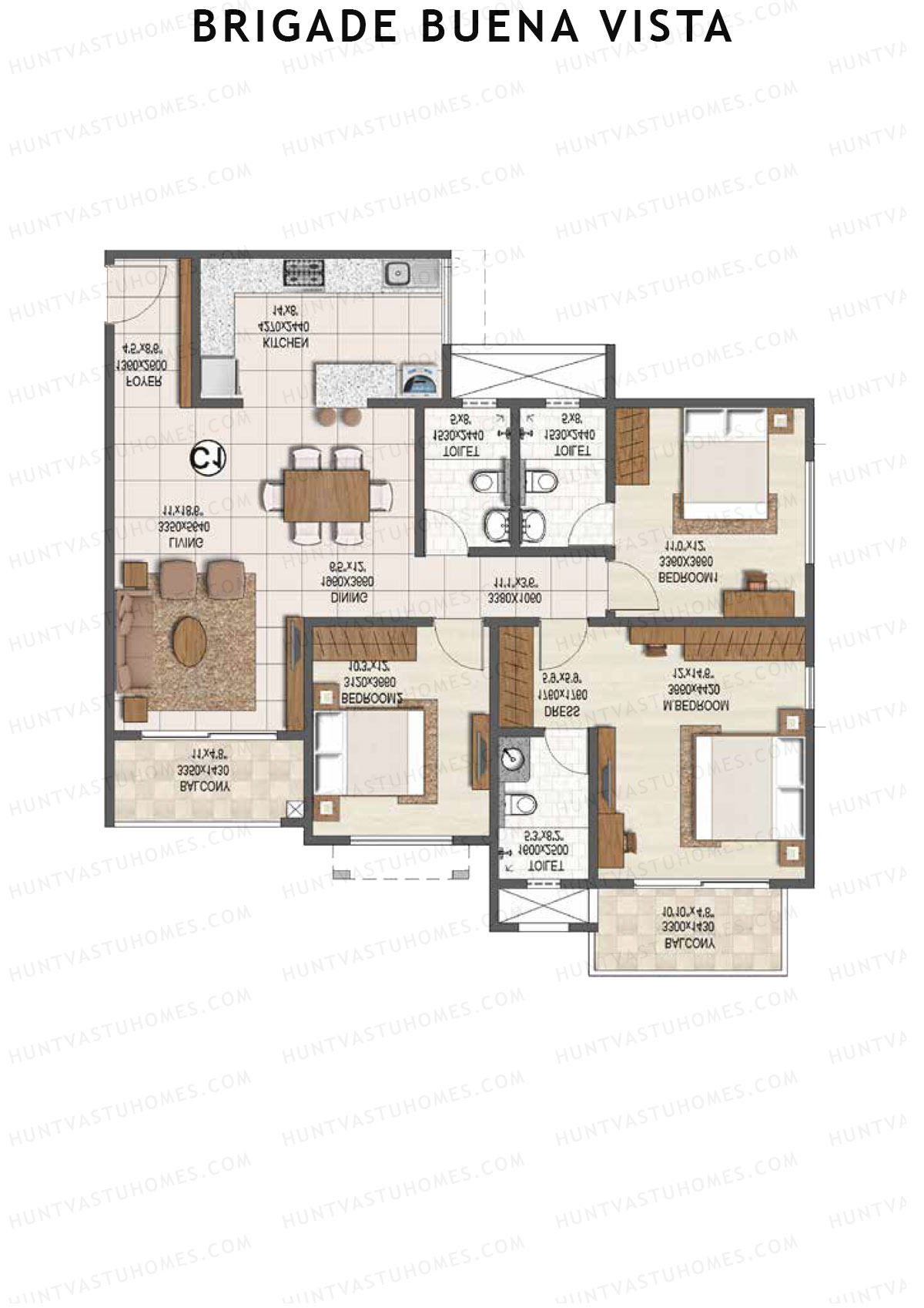 Brigade Buena Vista Tower A Unit 4 Floor Plan
