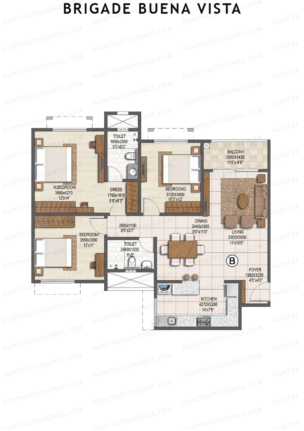 Brigade Buena Vista Tower A Unit 8 Floor Plan