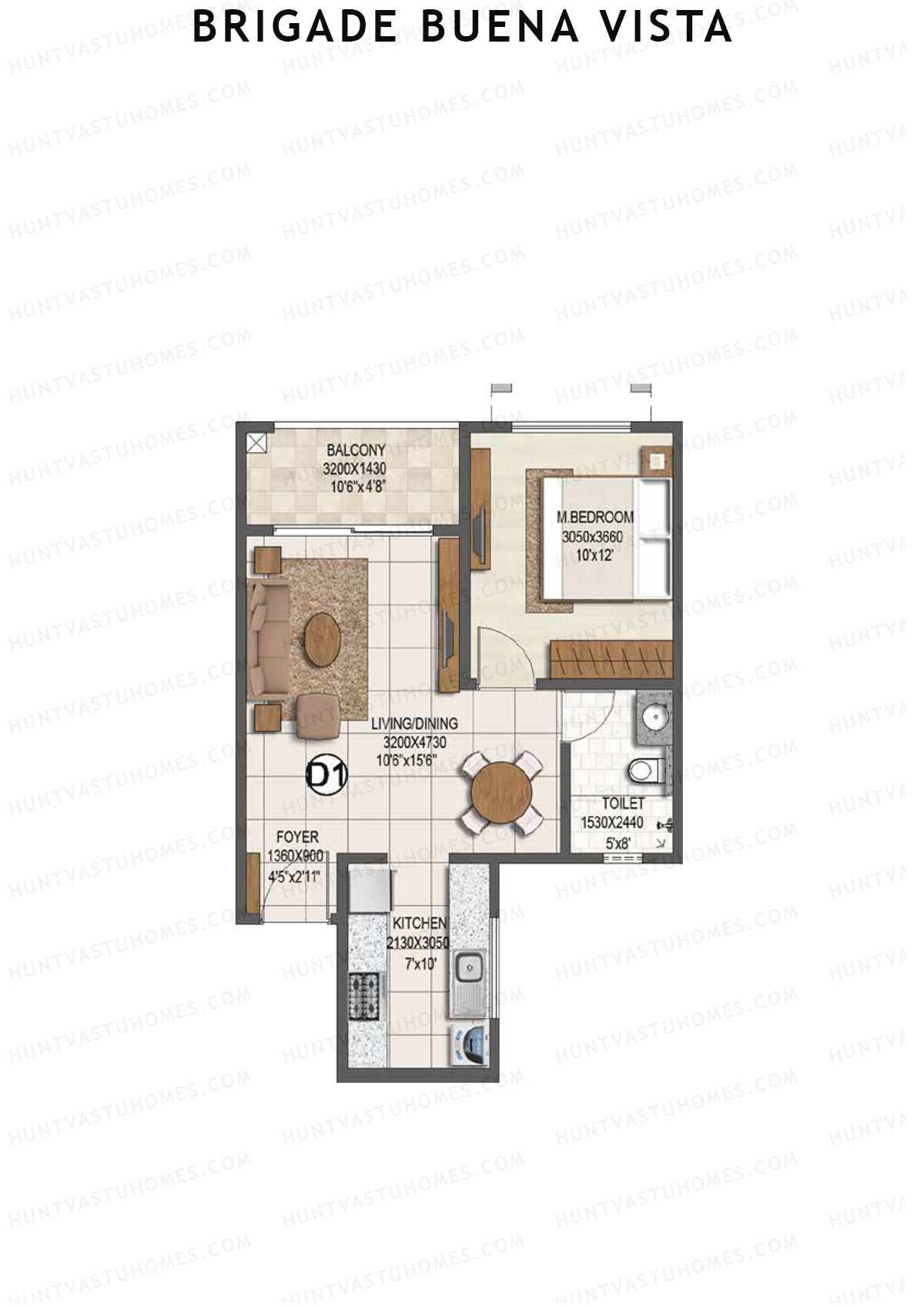 Brigade Buena Vista Tower B Unit 2 Floor Plan