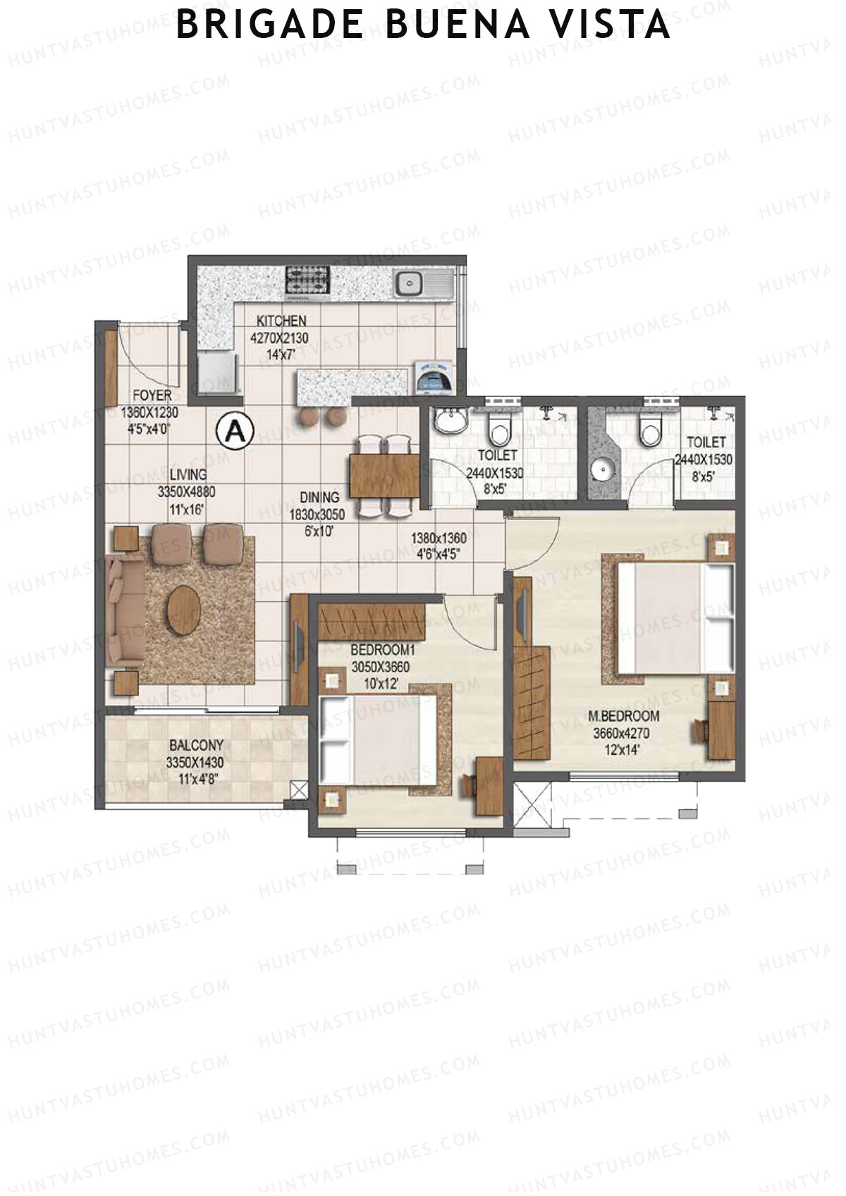 Brigade Buena Vista Tower B Unit 5 Floor Plan