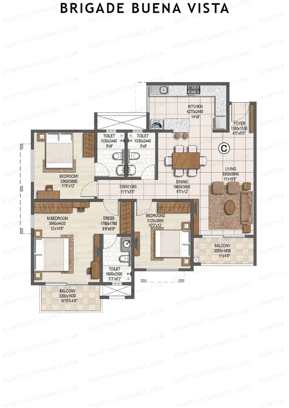 Brigade Buena Vista Tower B Unit 8 Floor Plan