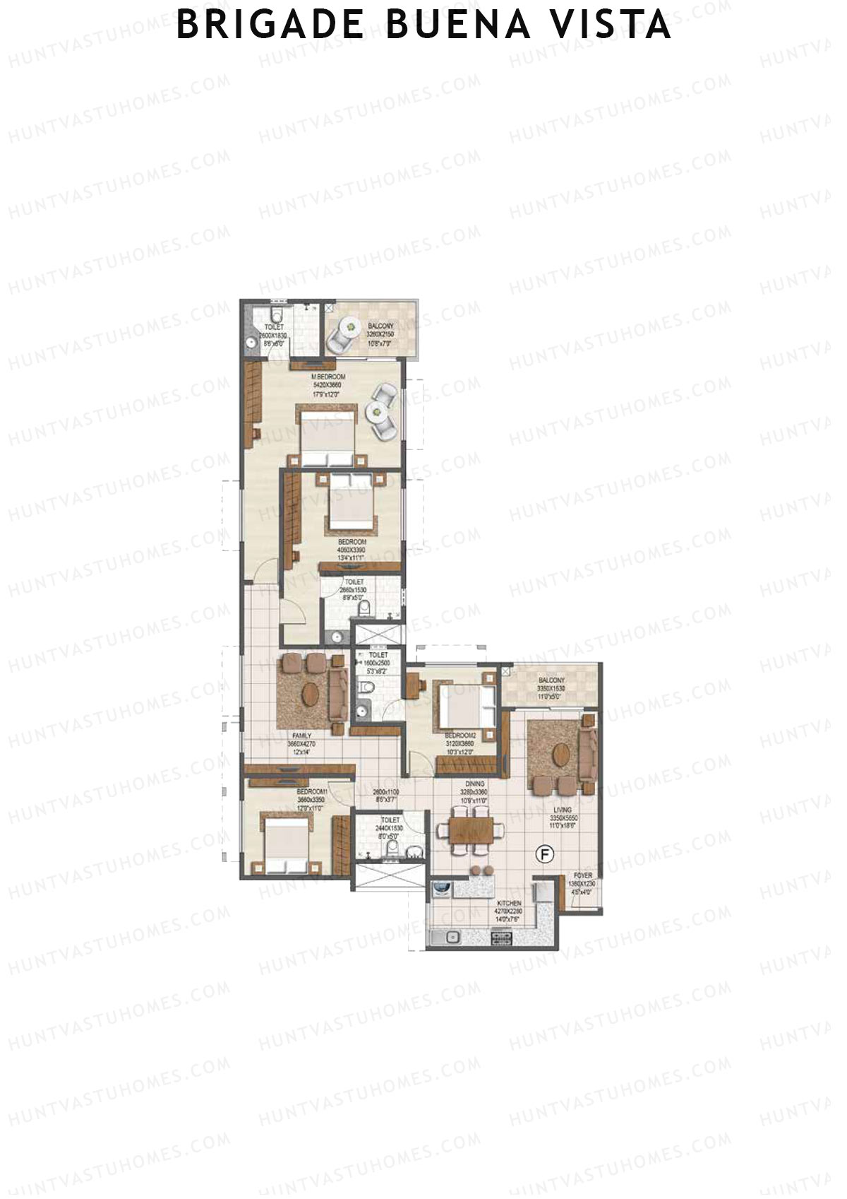 Brigade Buena Vista Tower B Unit 9 Floor Plan