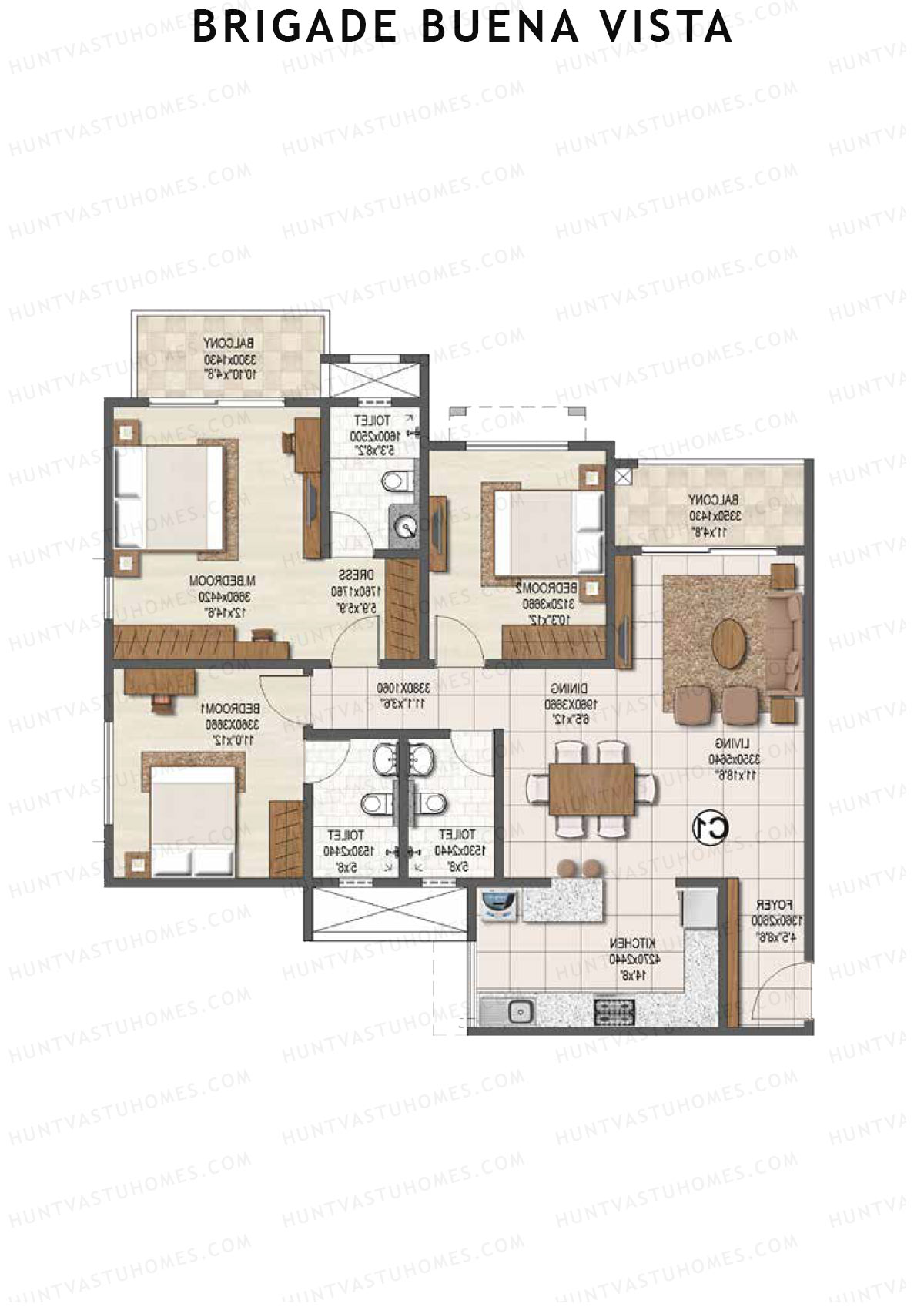 Brigade Buena Vista Tower C Unit 5 Floor Plan