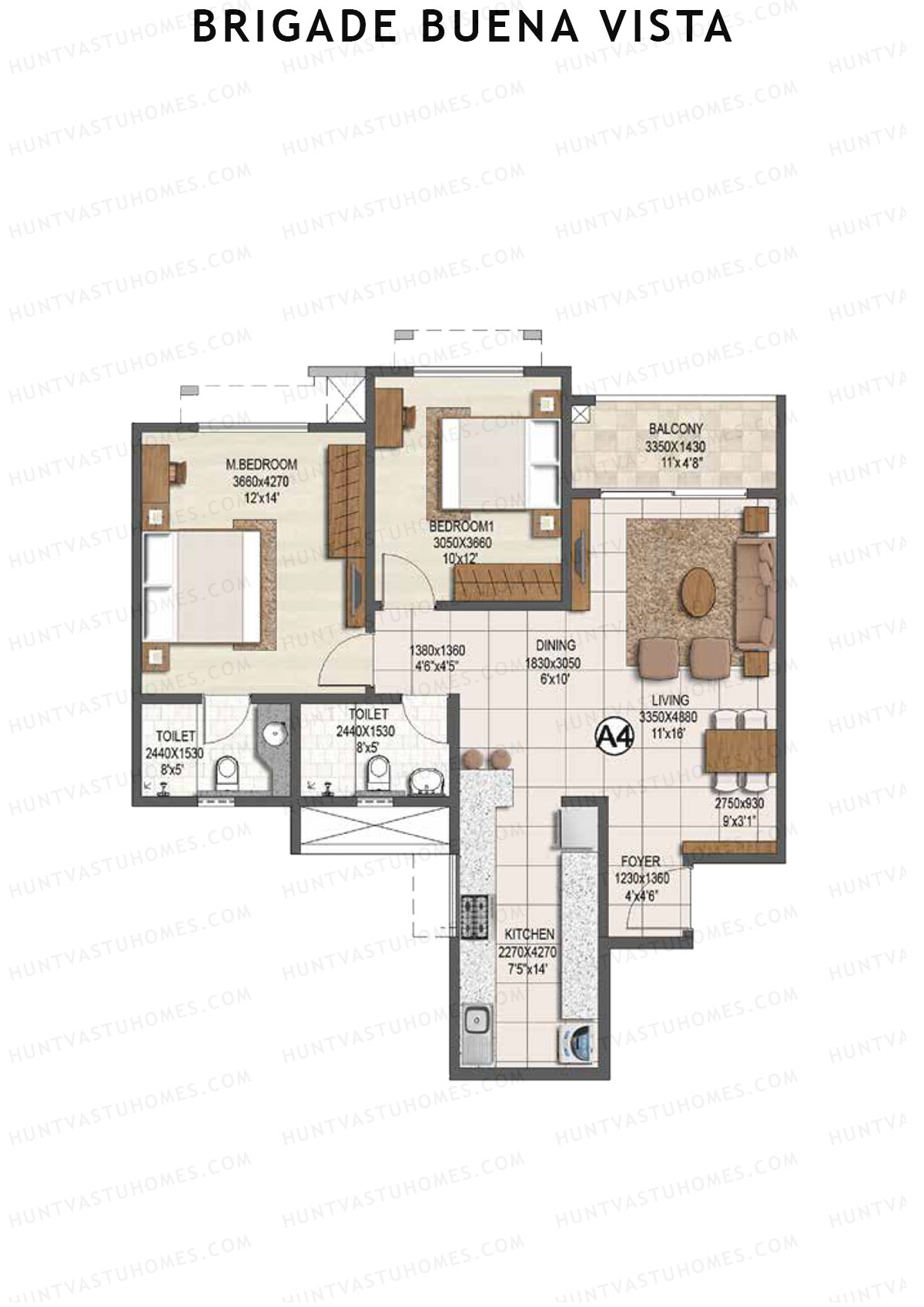 Brigade Buena Vista Tower C Unit 7 Floor Plan