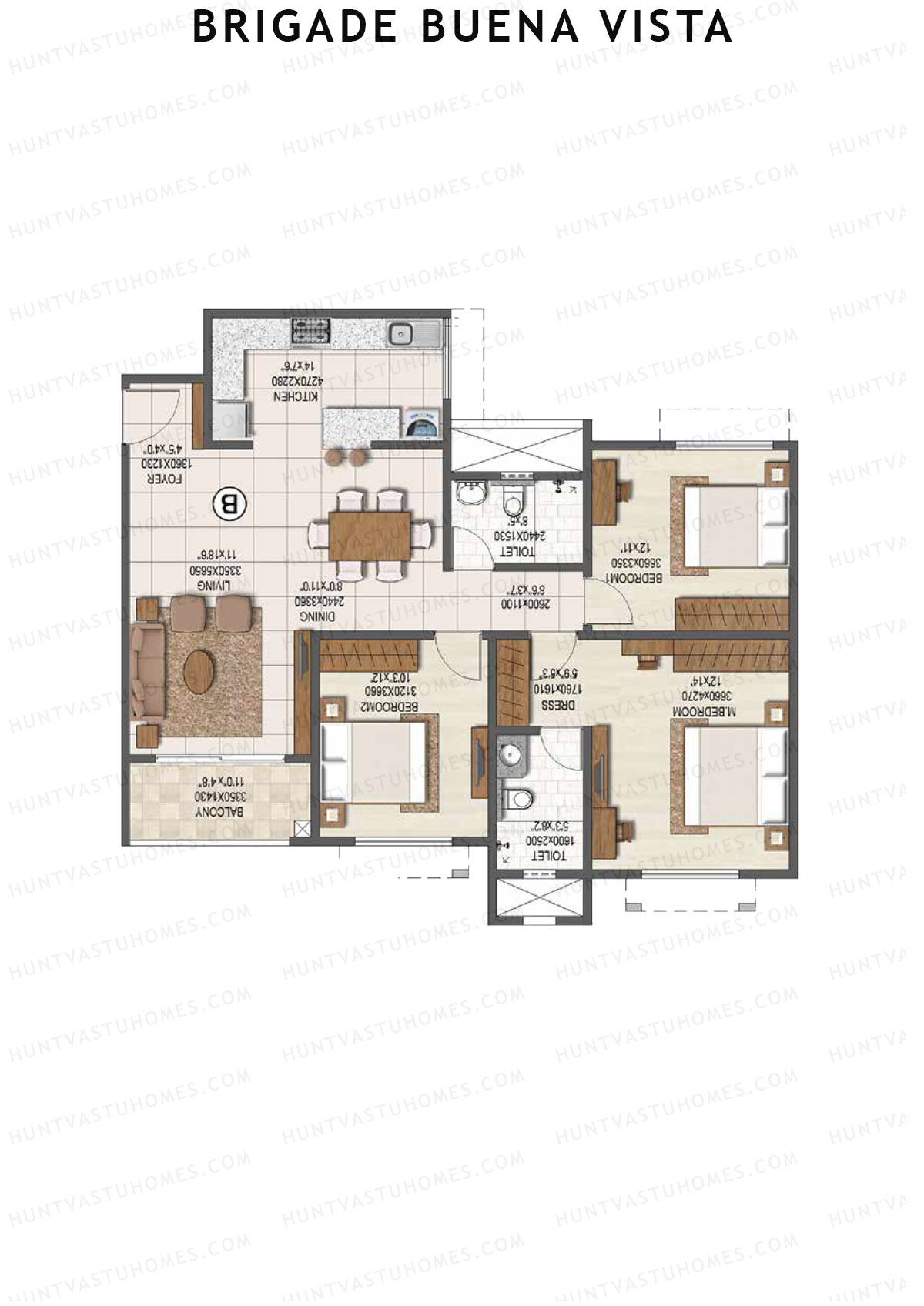 Brigade Buena Vista Tower C Unit 9 Floor Plan