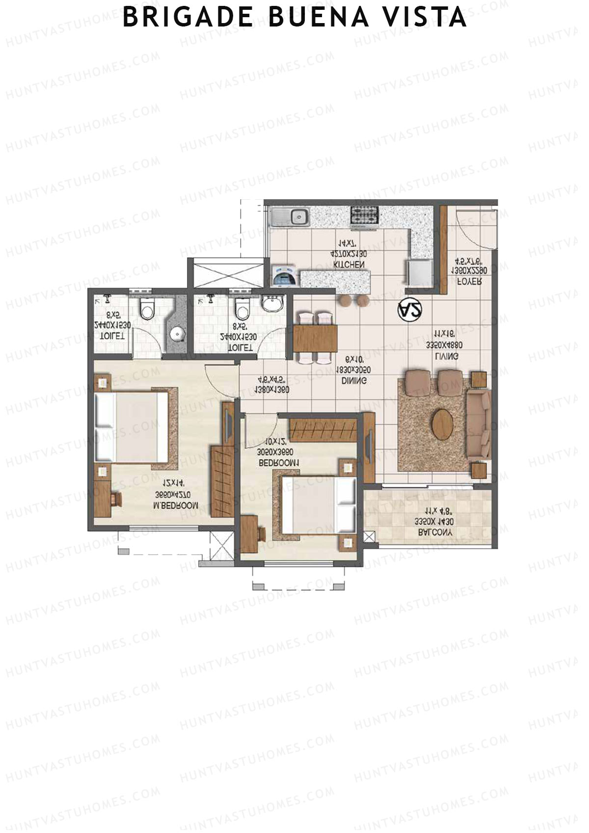 Brigade Buena Vista Tower D Unit 2 Floor Plan