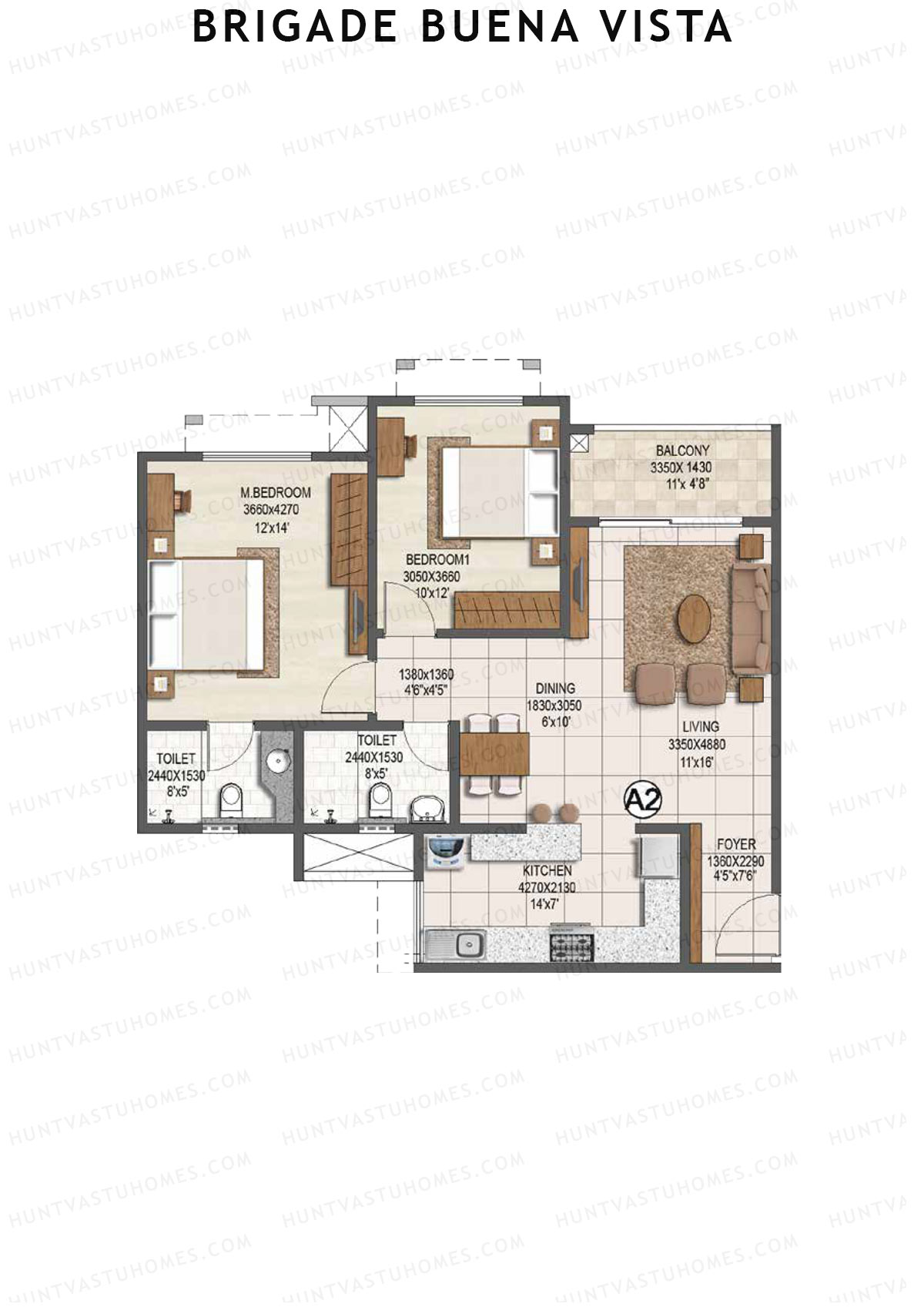 Brigade Buena Vista Tower D Unit 4 Floor Plan