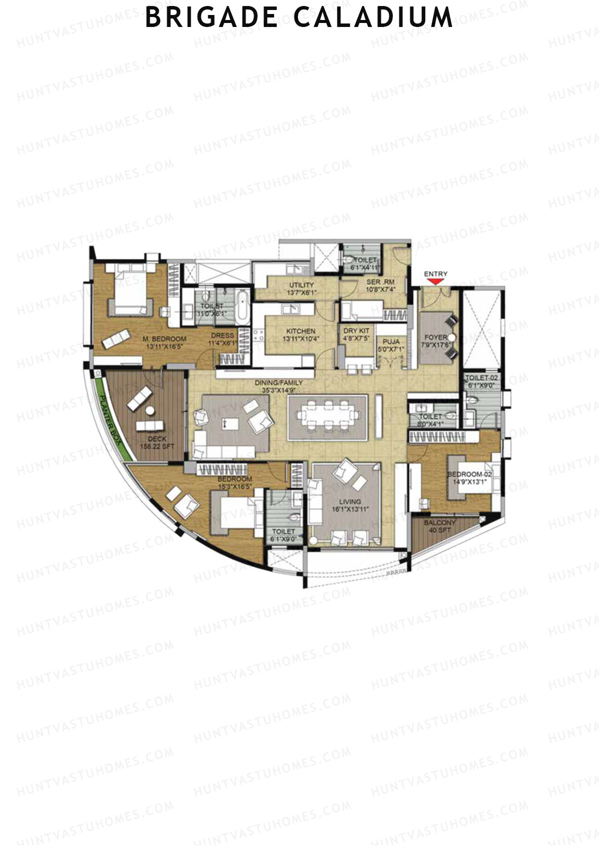 Brigade Caladium Wing A Unit 2 Floor Plan