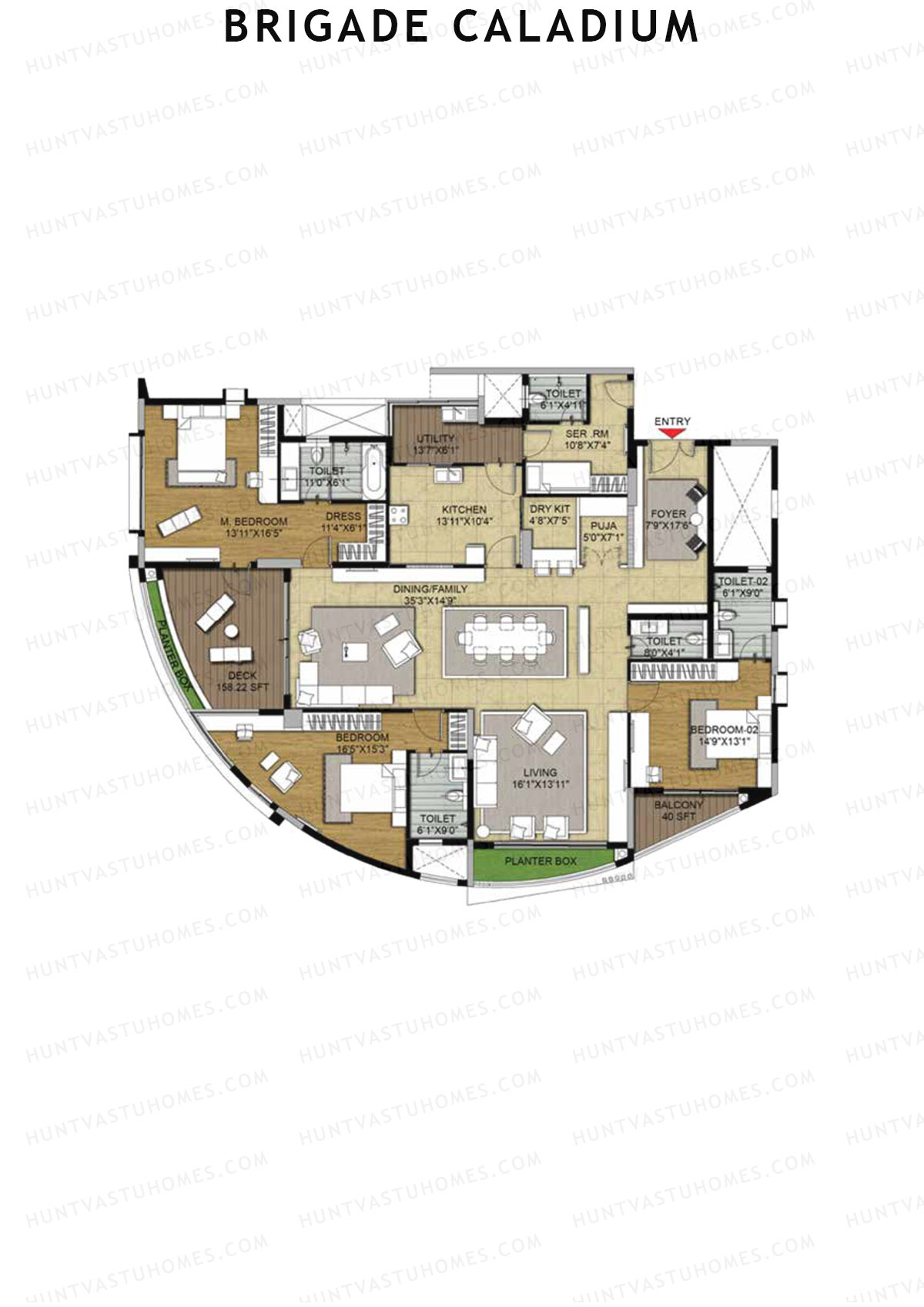 Brigade Caladium Wing A Unit 2 Floor Plan