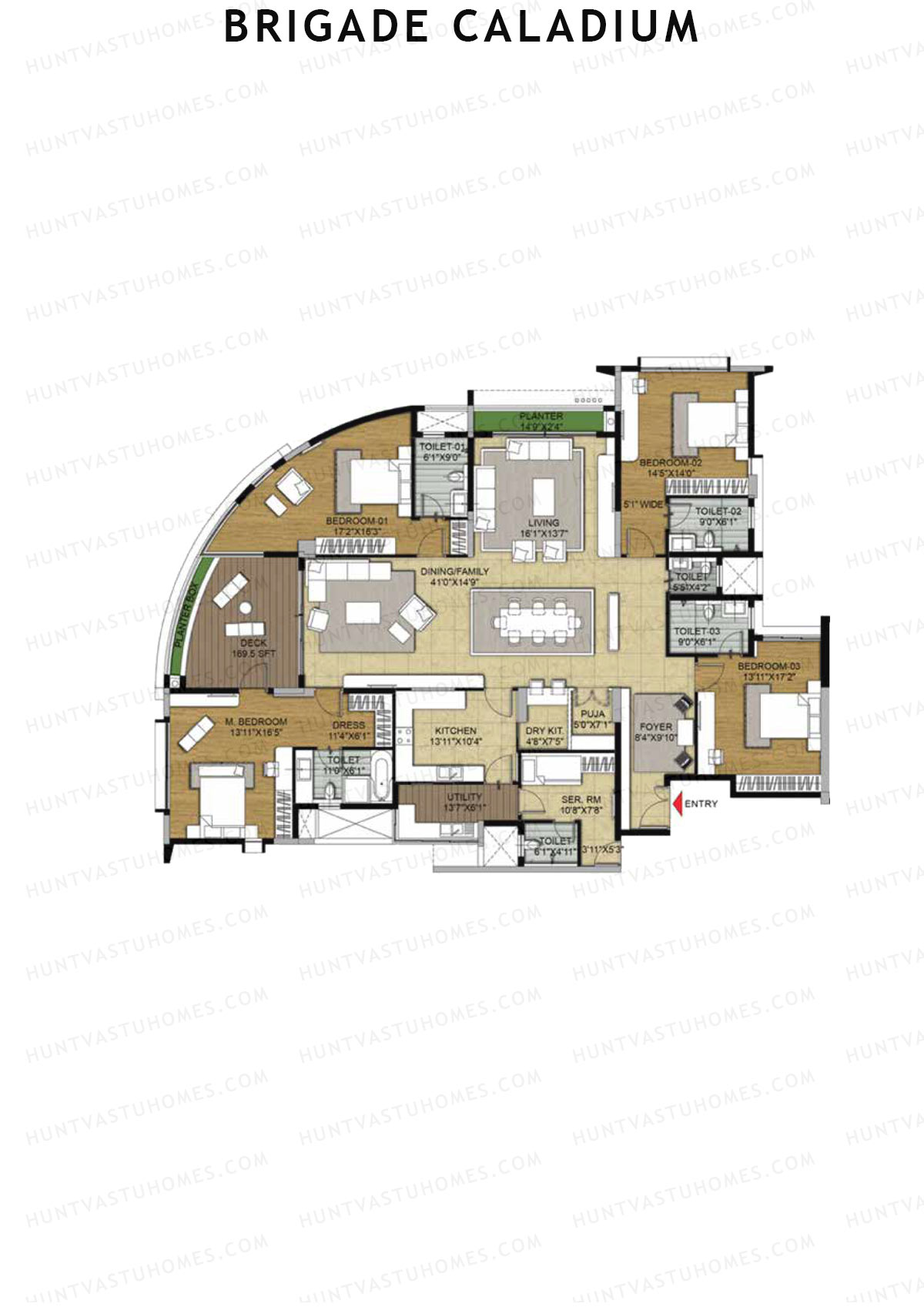 Brigade Caladium Wing A Unit 3 Floor Plan