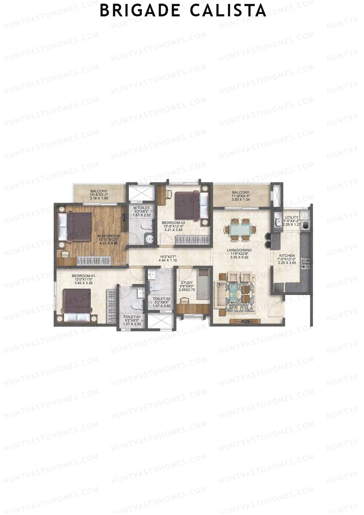 Brigade Calista Block A Unit 3 (Type 2) Floor Plan