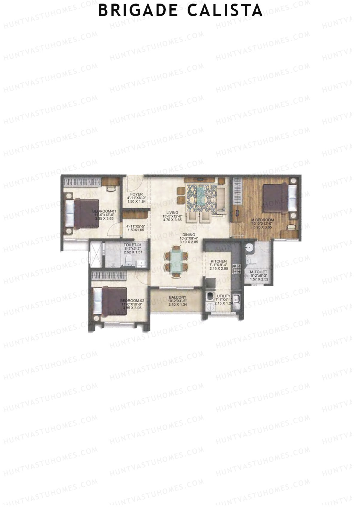 Brigade Calista Block A Unit 8 (Type 7) Floor Plan