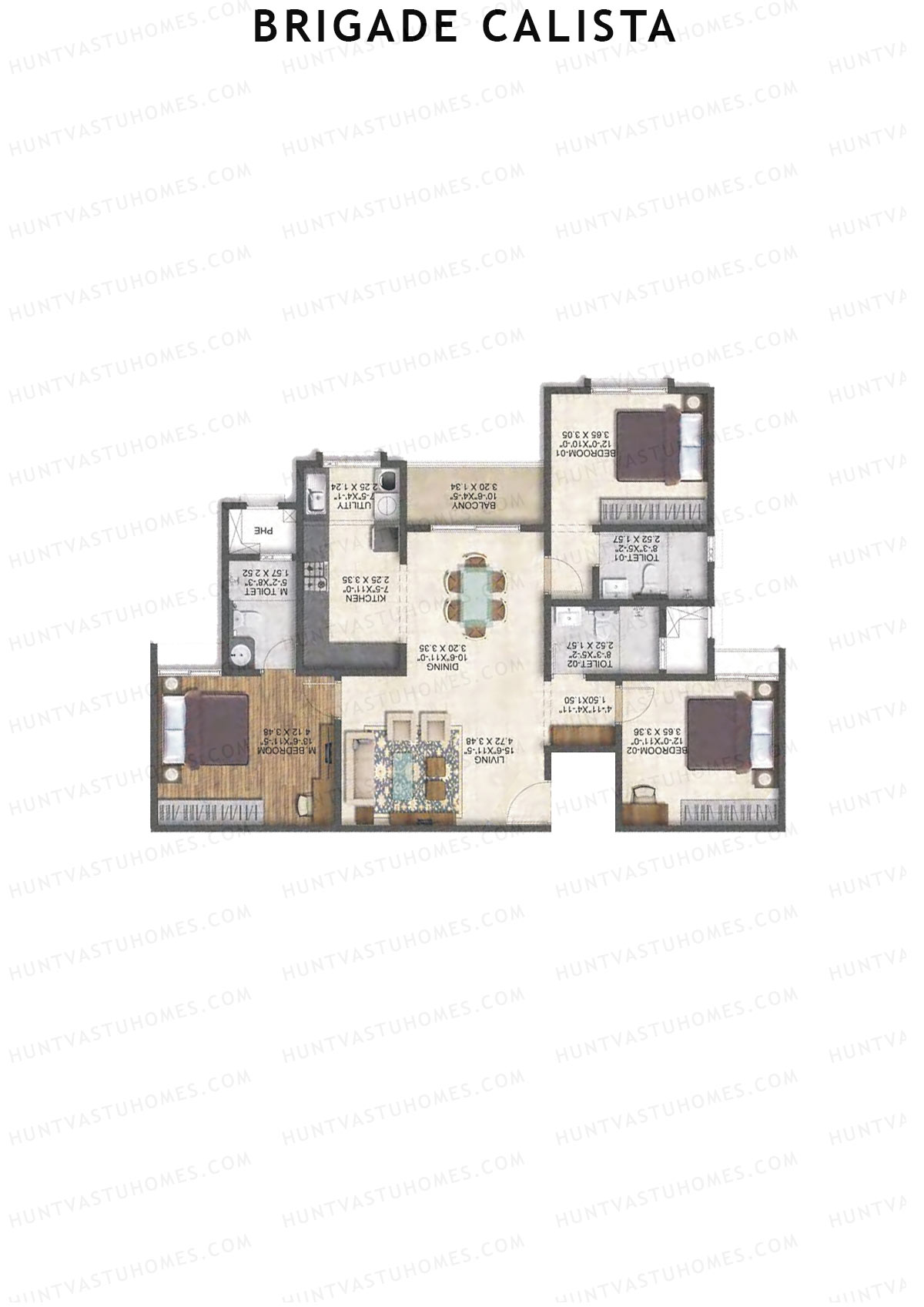 Brigade Calista Block B Unit 11 (Type 6) Floor Plan