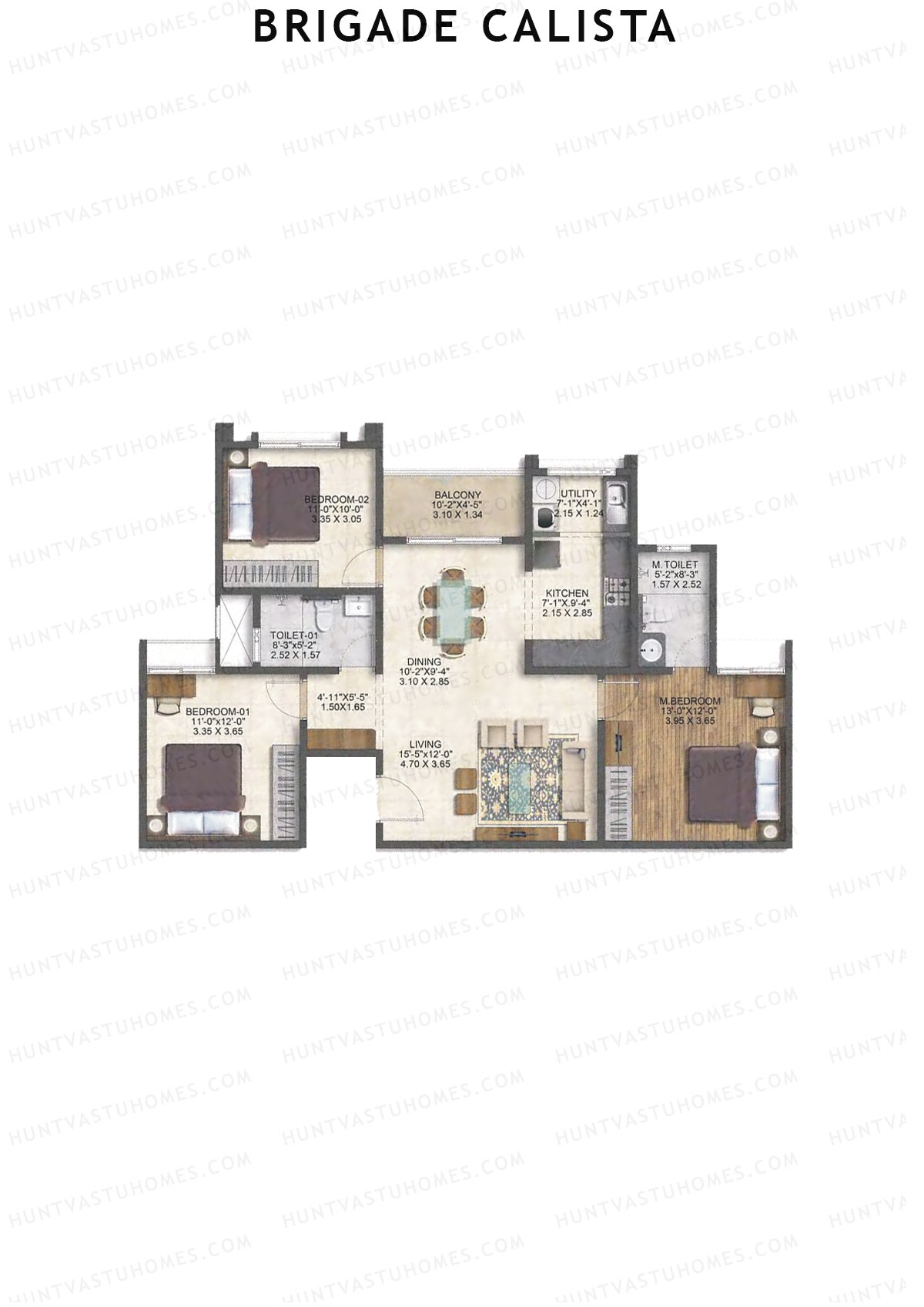Brigade Calista Block B Unit 12 (Type 8) Floor Plan
