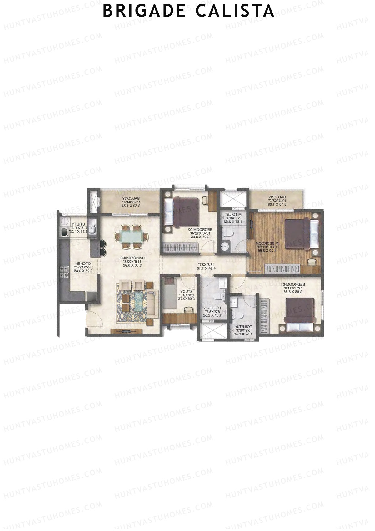 Brigade Calista Block B Unit 14 (Type 2) Floor Plan
