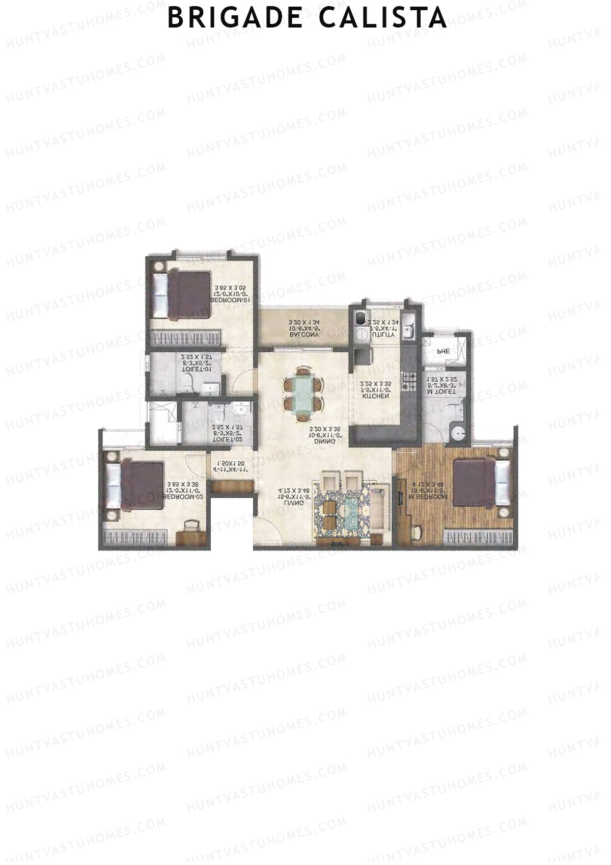 Brigade Calista Block C Unit 23 (Type 6) Floor Plan