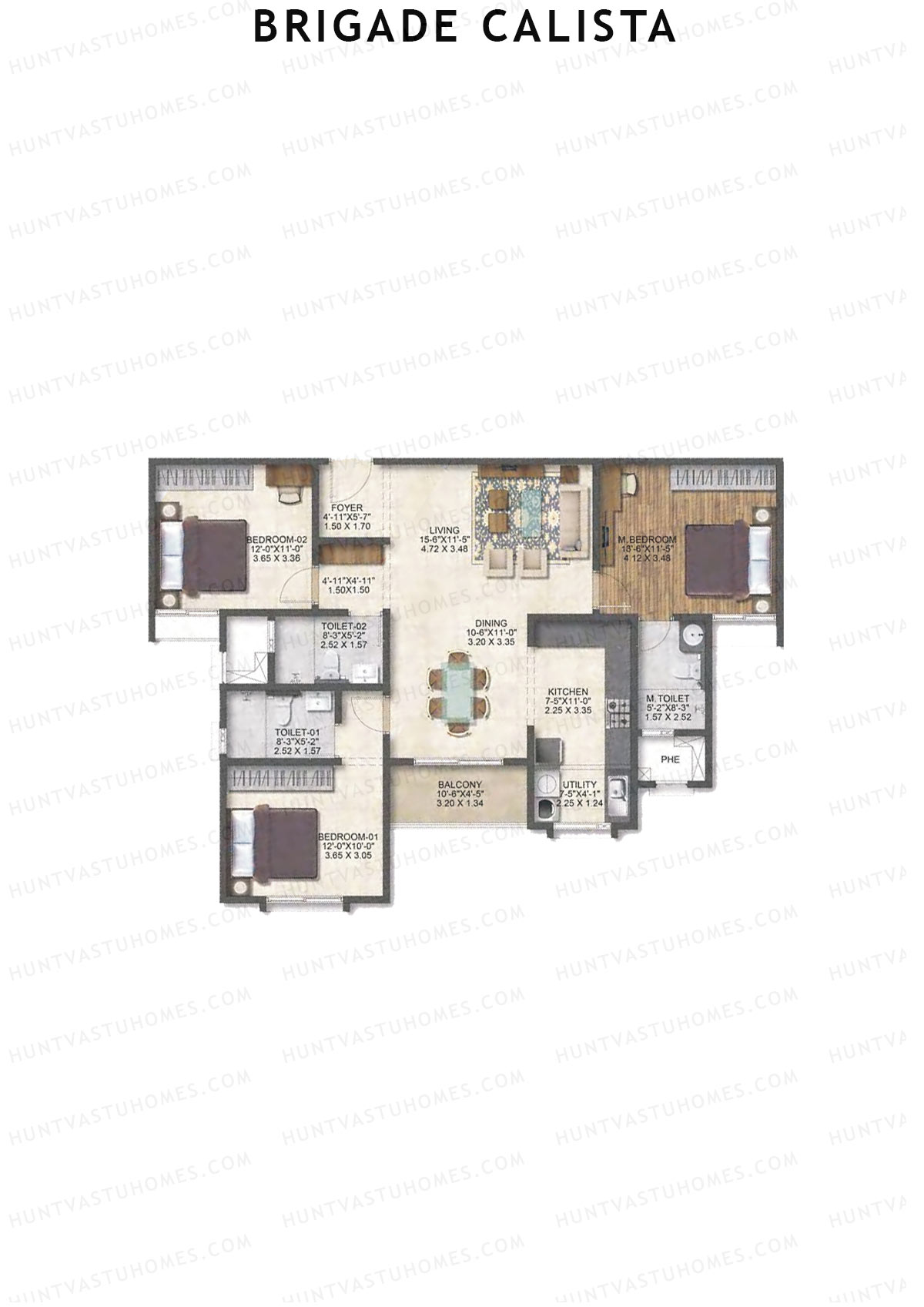 Brigade Calista Block C Unit 24 (Type 5) Floor Plan
