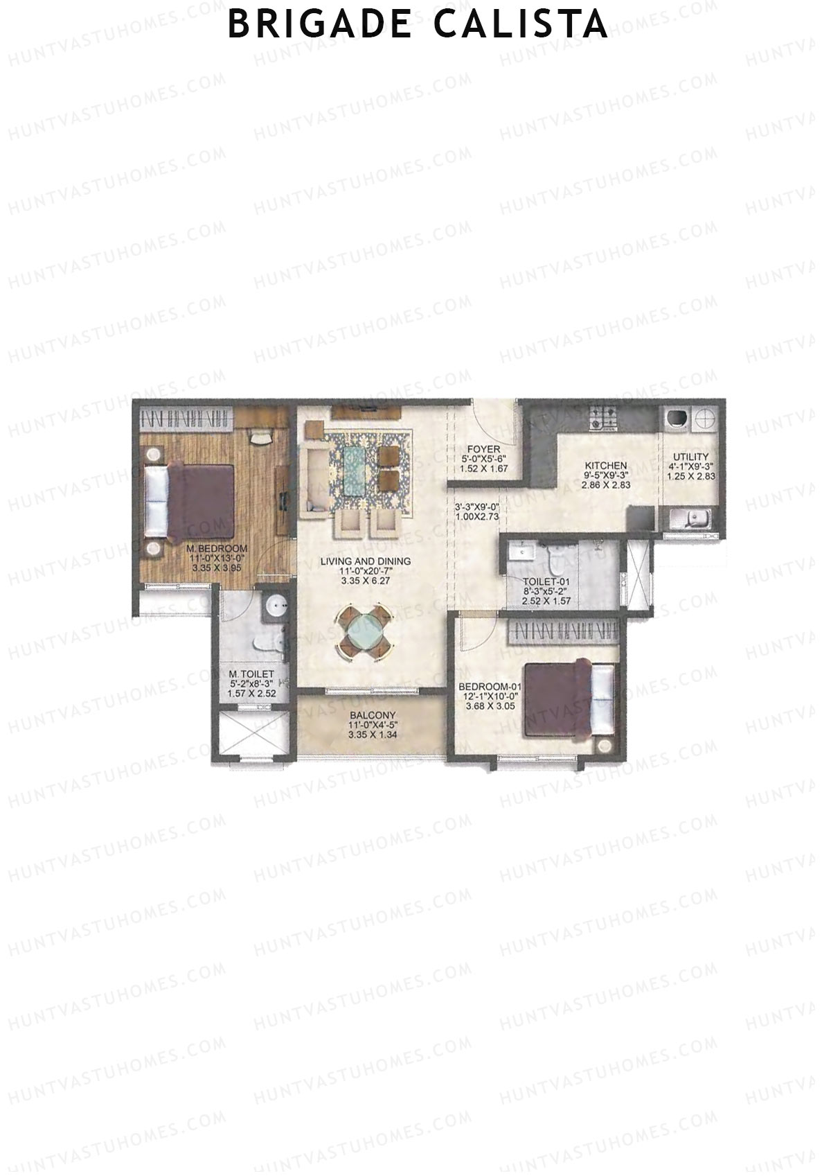 Brigade Calista Block C Unit 26 (Type 11) Floor Plan