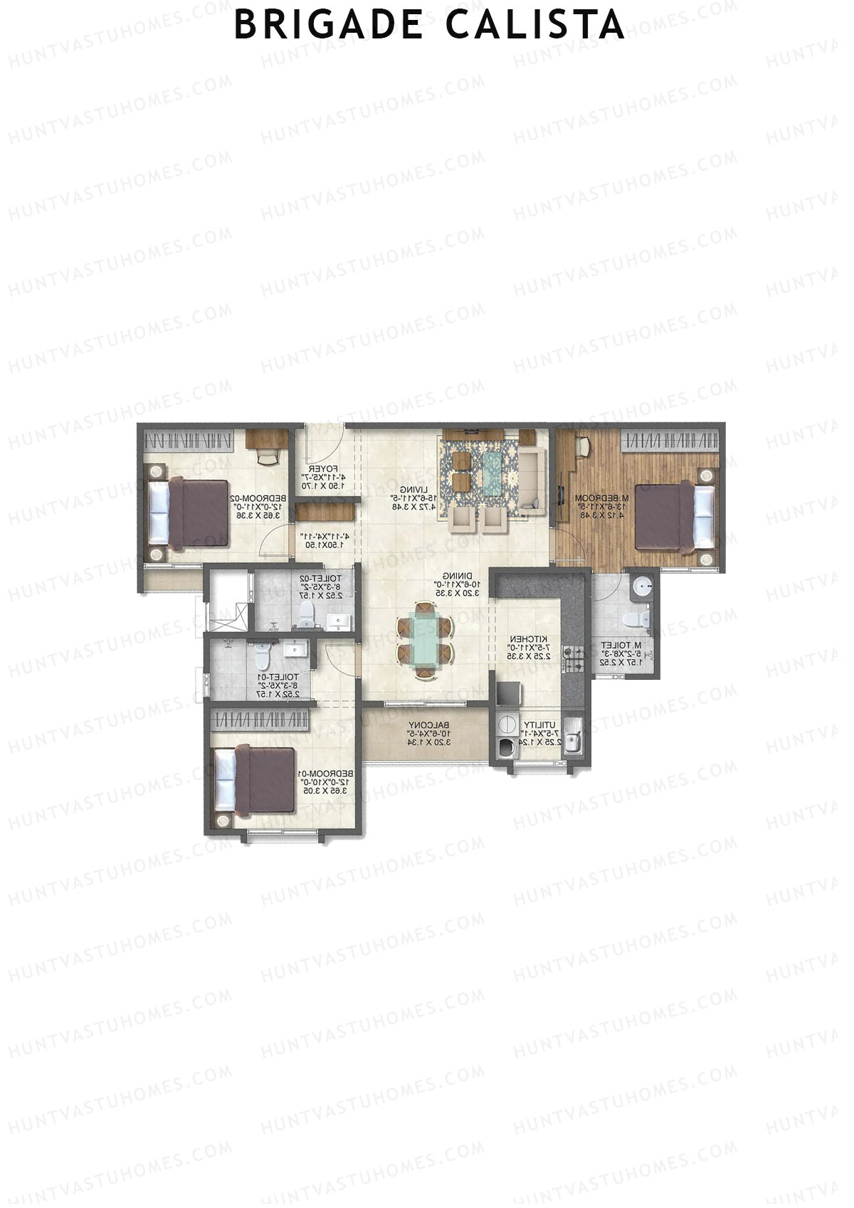 Brigade Calista Block D Unit 30 (Type 5) Floor Plan