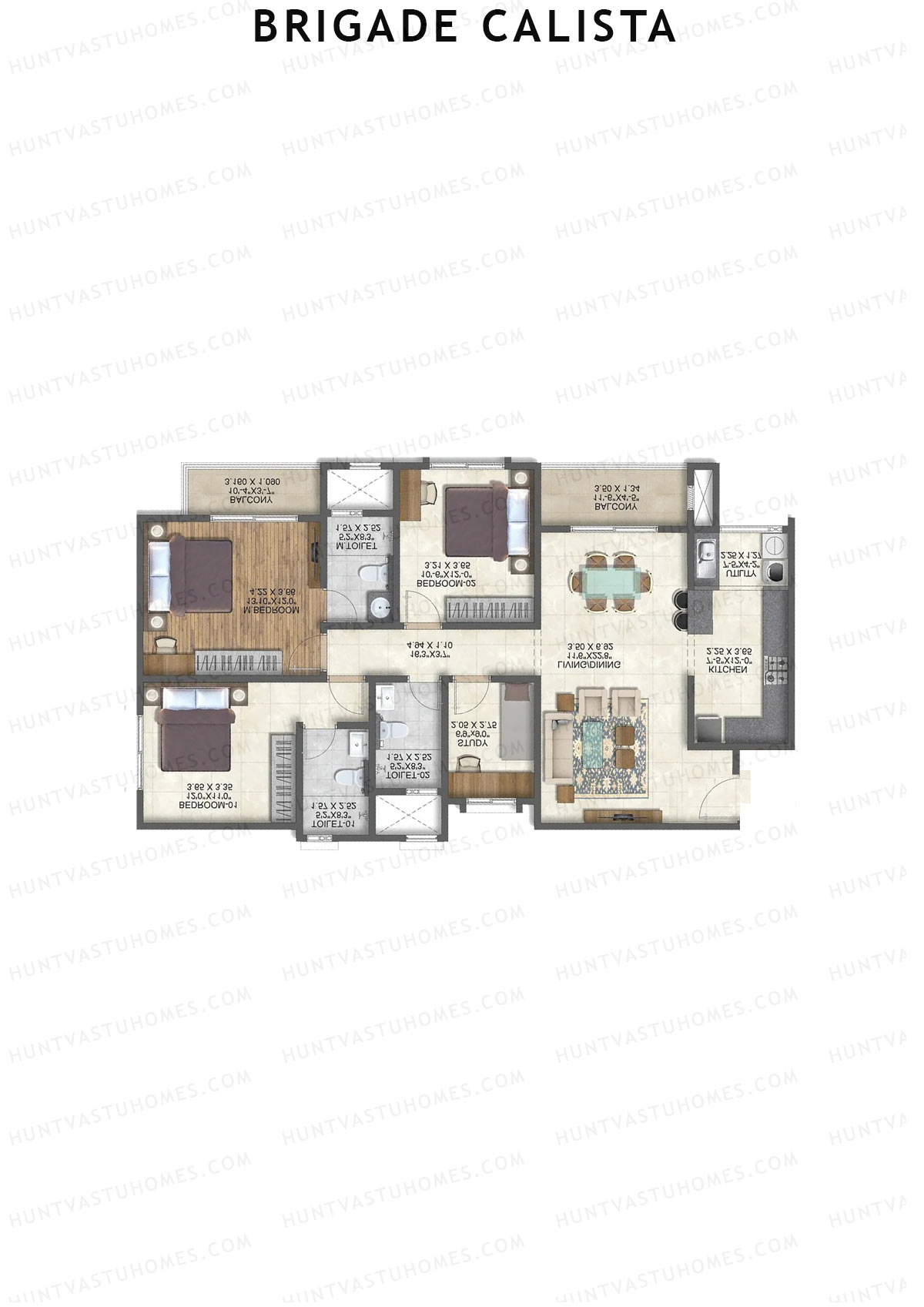 Brigade Calista Block D Unit 35 (Type 1) Floor Plan