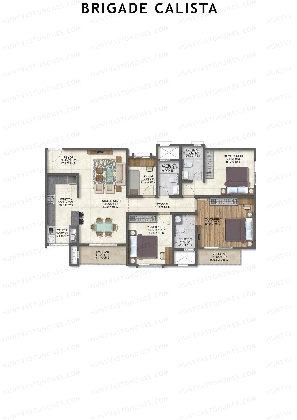 Brigade Calista Block E Unit 39 (Type 1) Floor Plan