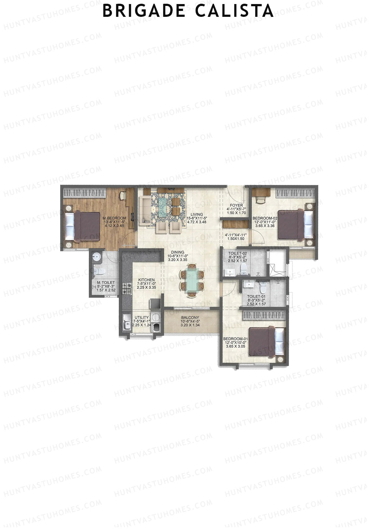 Brigade Calista Block E Unit 42 (Type 5) Floor Plan