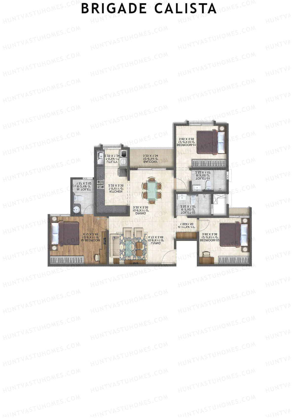 Brigade Calista Block E Unit 43 (Type 5) Floor Plan