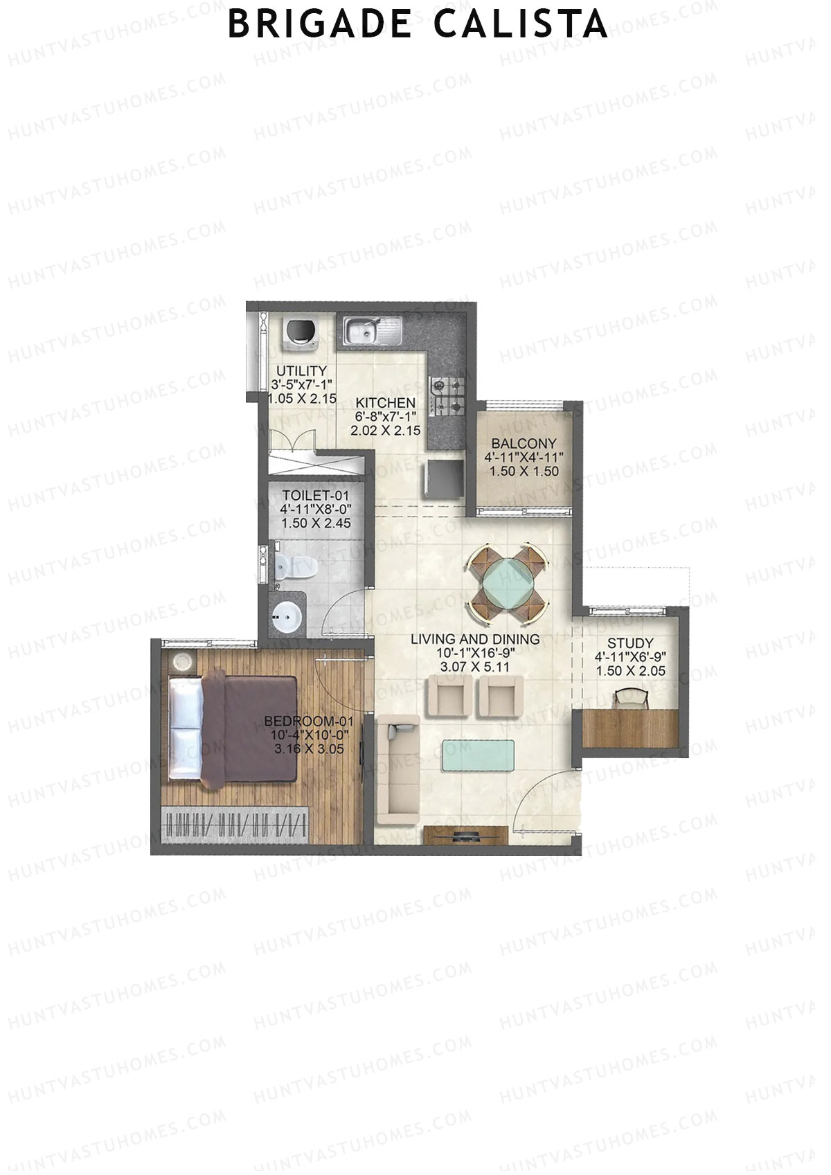 Brigade Calista Block F Unit 48 (Type 13) Floor Plan
