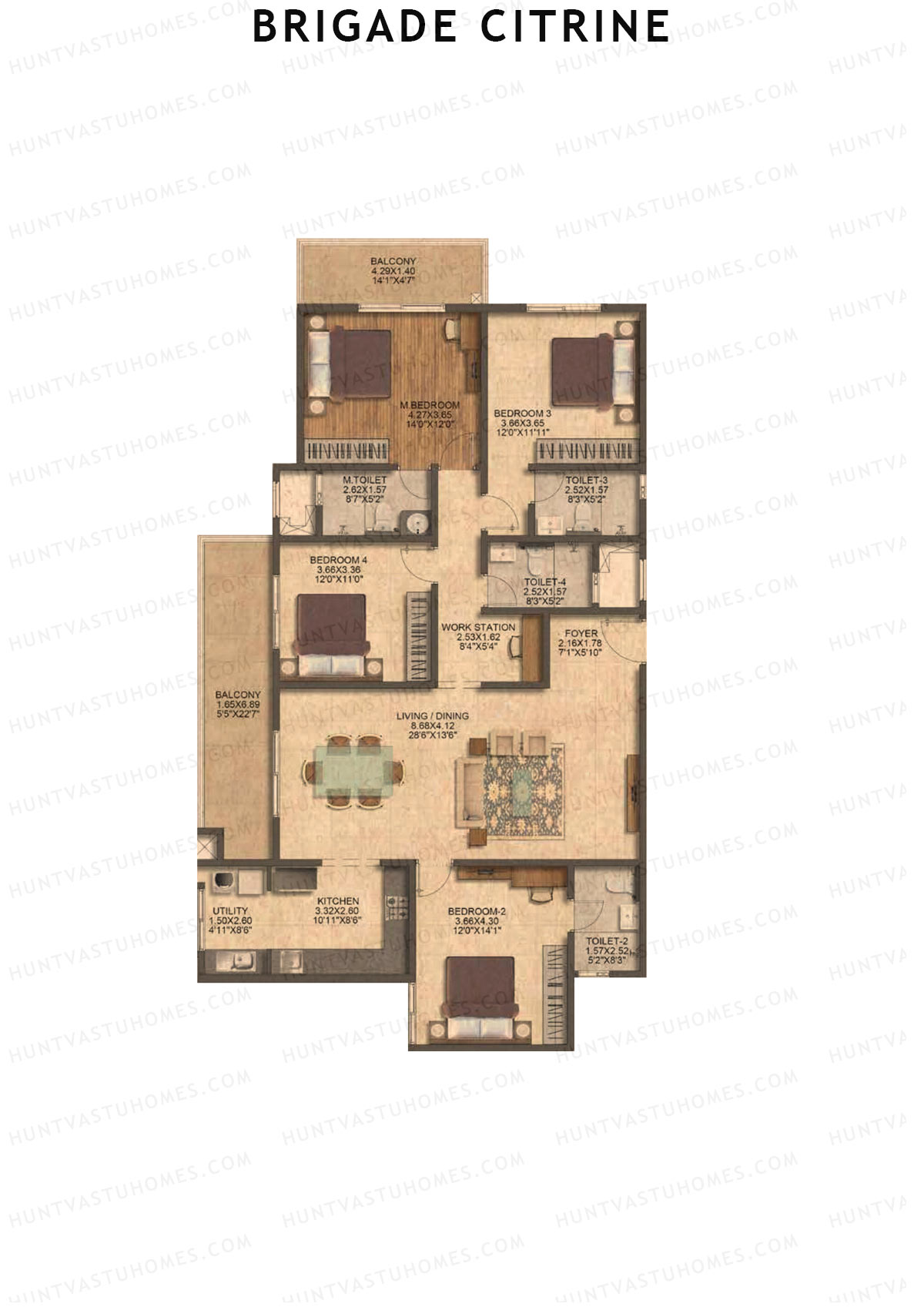 Brigade Citrine Block A Unit 4 (Type 7) Floor Plan