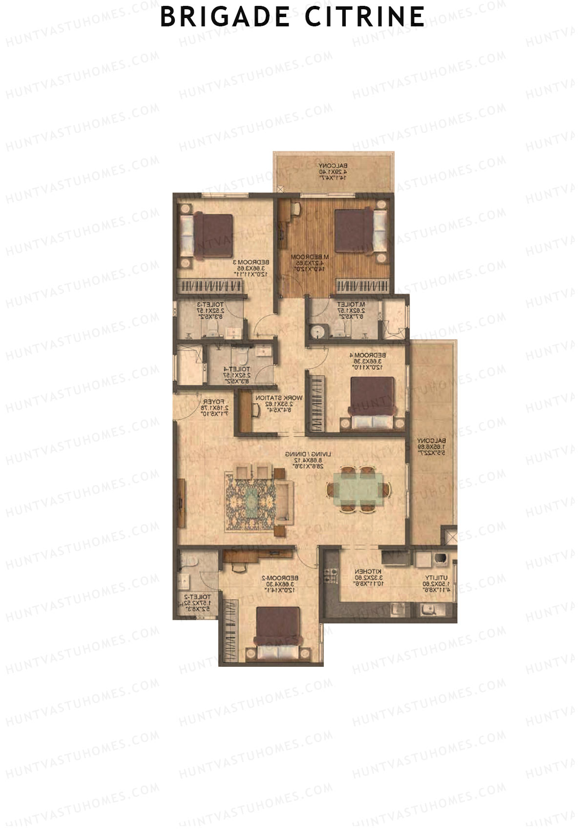 Brigade Citrine Block A Unit 5 (Type 8) Floor Plan