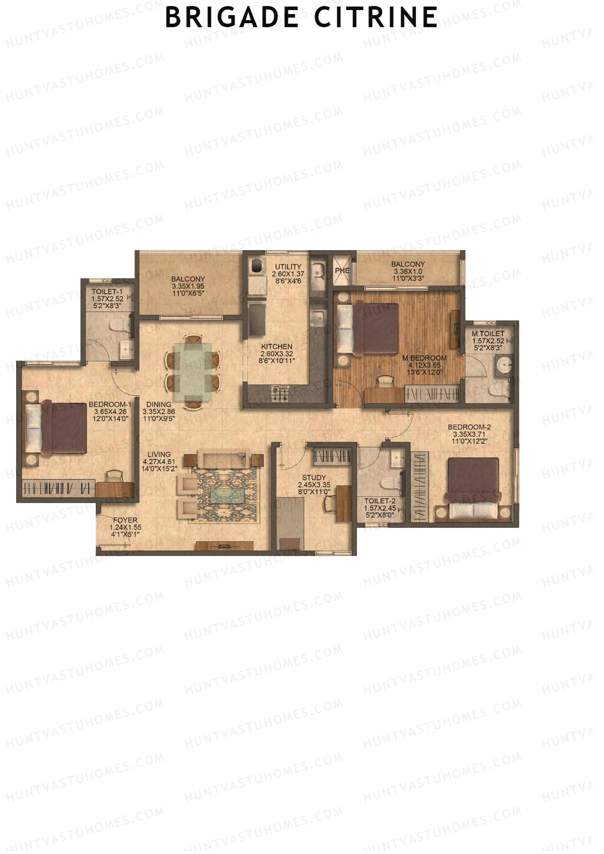 Brigade Citrine Block B Unit 8 (Type 6) Floor Plan