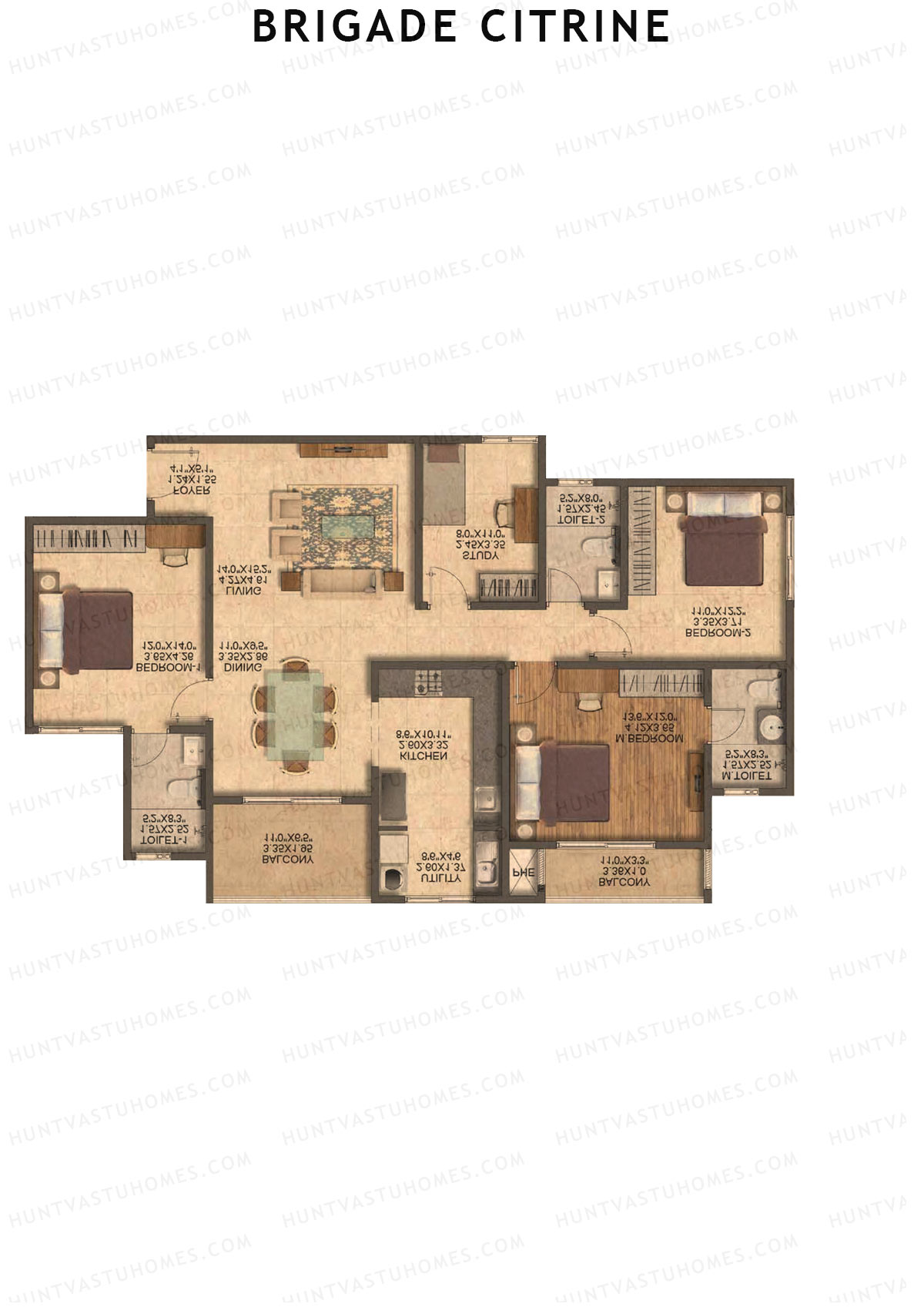 Brigade Citrine Block B Unit 9 (Type 6) Floor Plan