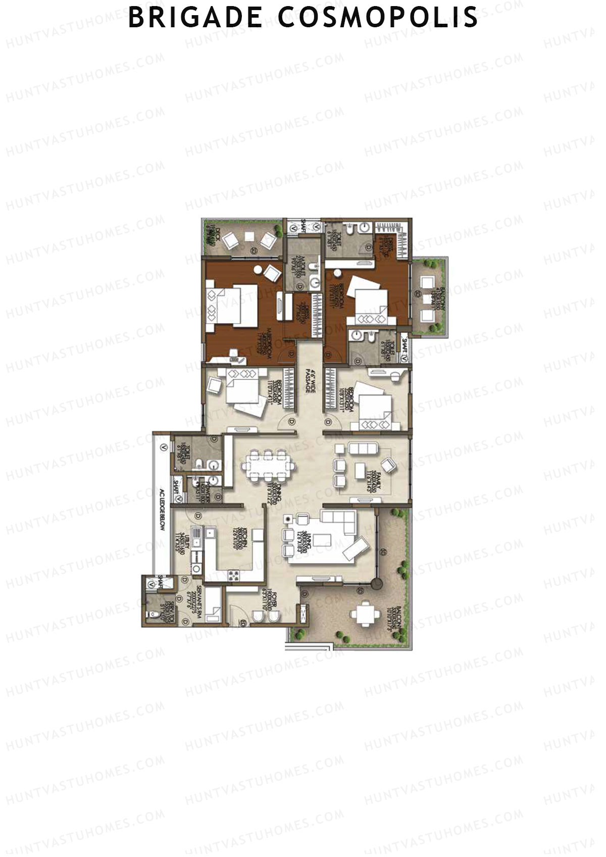 Brigade Cosmopolis, Block G, Unit 27, 4BHK, Super Area 3390   sq ft 