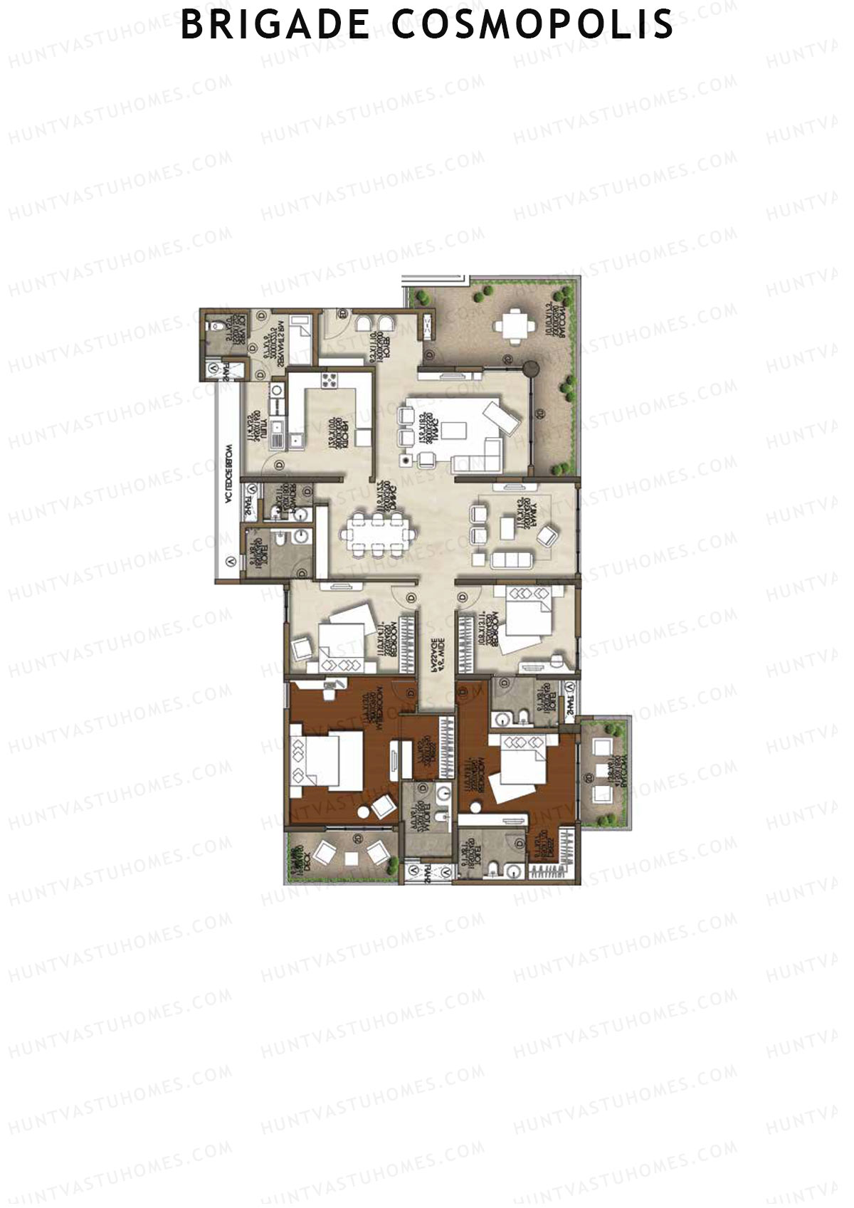 Brigade Cosmopolis, Block G, Unit 28, 4BHK, Super Area 3370   sq ft 