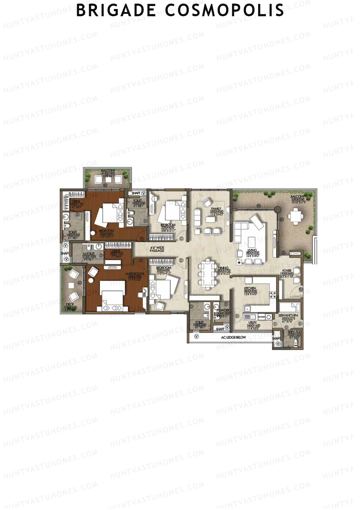 Brigade Cosmopolis, Block G, Unit 29, 4BHK, Super Area 3410   sq ft 