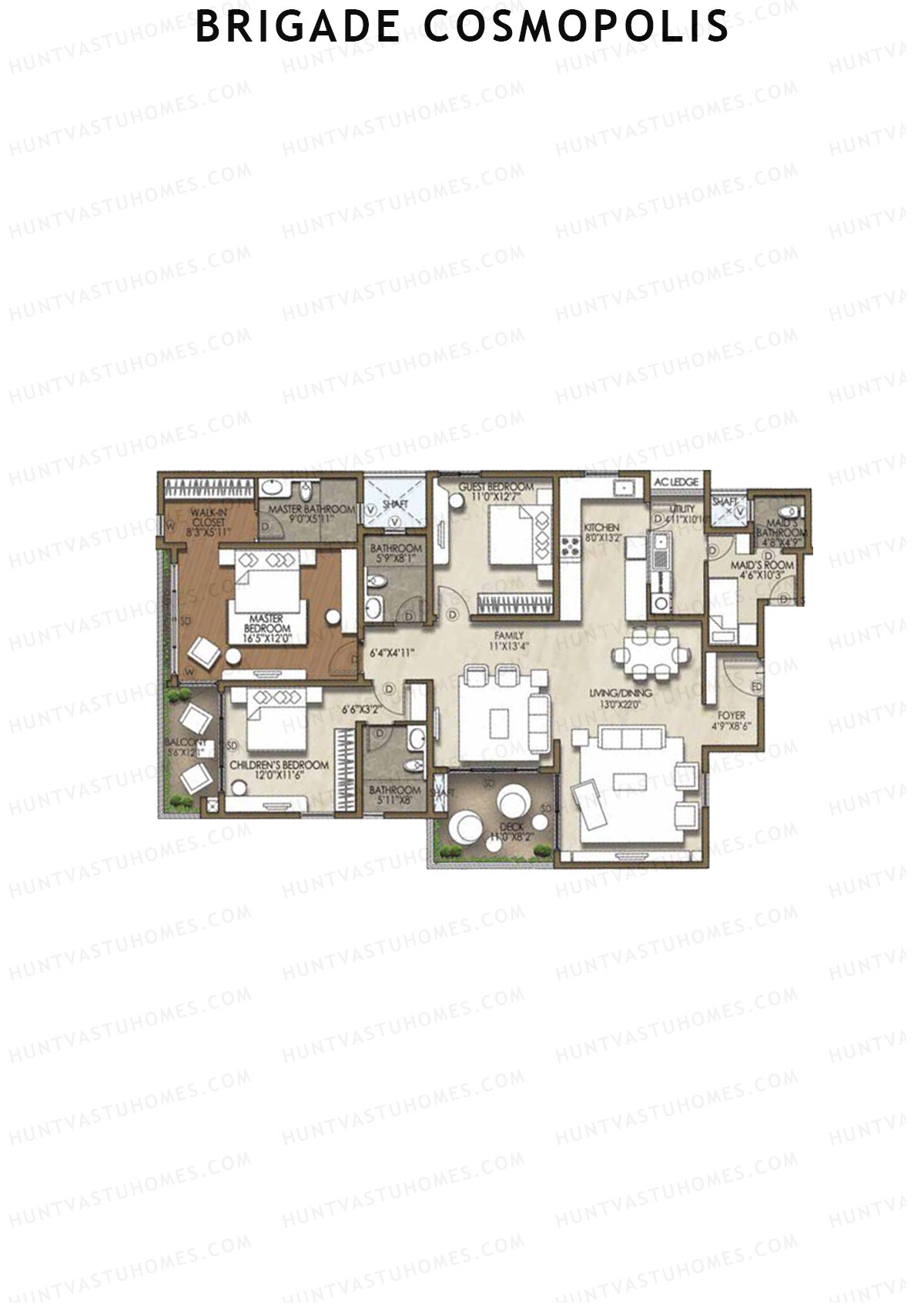 Brigade Cosmopolis, Block K, Unit 47, 3BHK, Super Area 2260   sq ft 