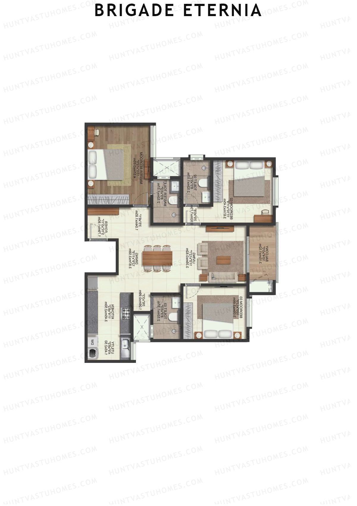 Brigade Eternia Tower C Unit 21 (Type 3G) Floor Plan