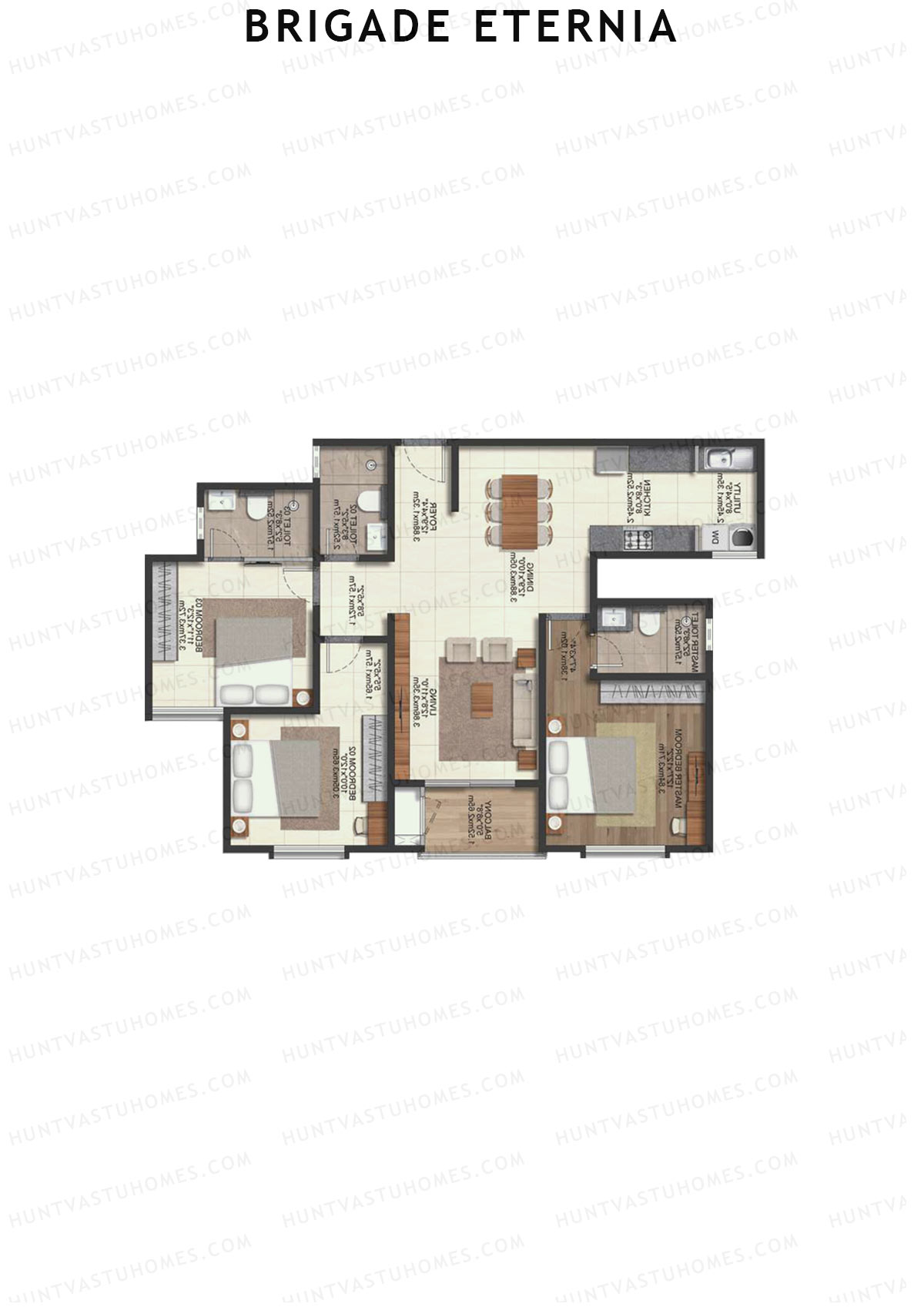 Brigade Eternia Tower C Unit 23 (Type 3D) Floor Plan