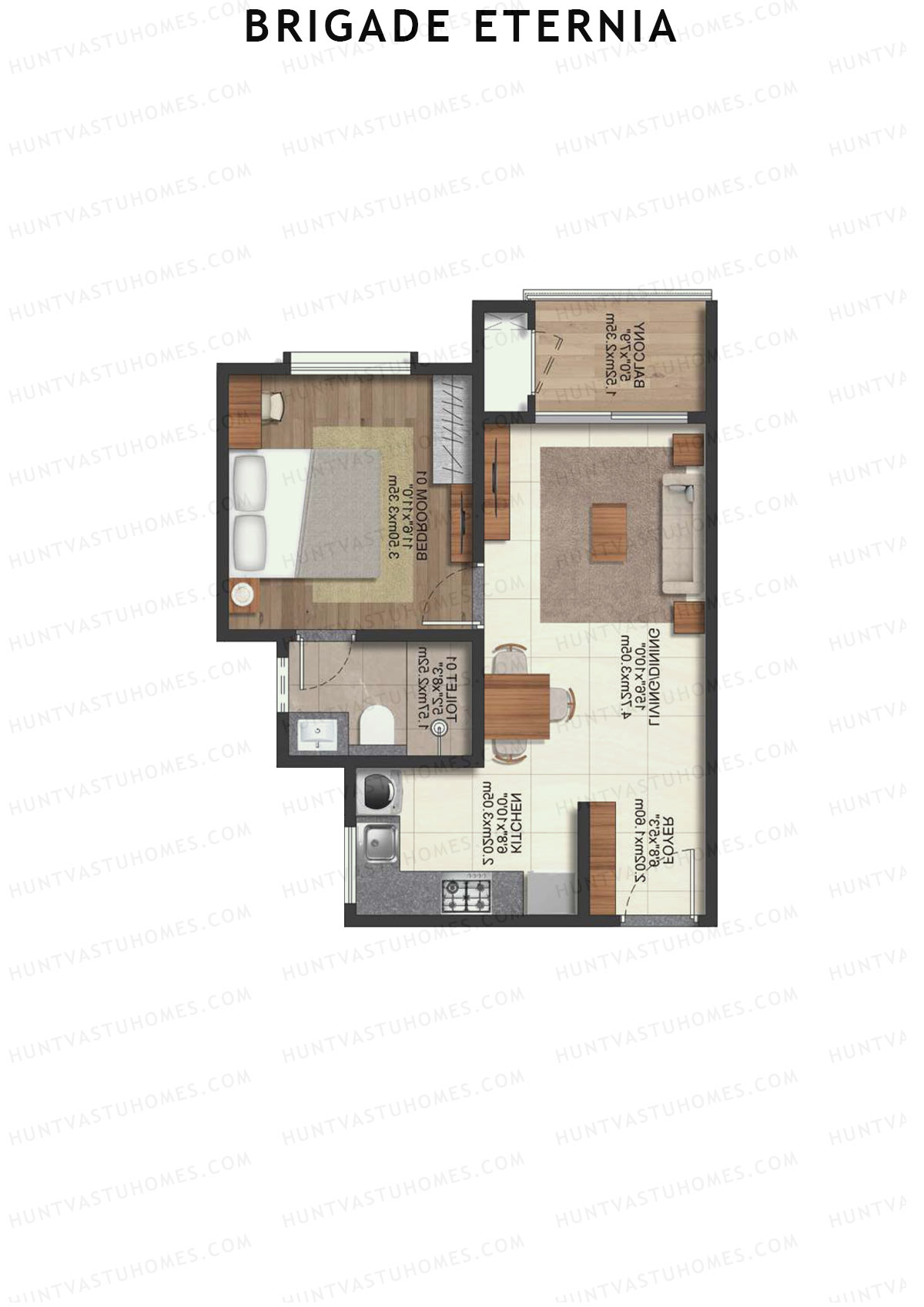 Brigade Eternia Tower C Unit 25 (Type 1D) Floor Plan