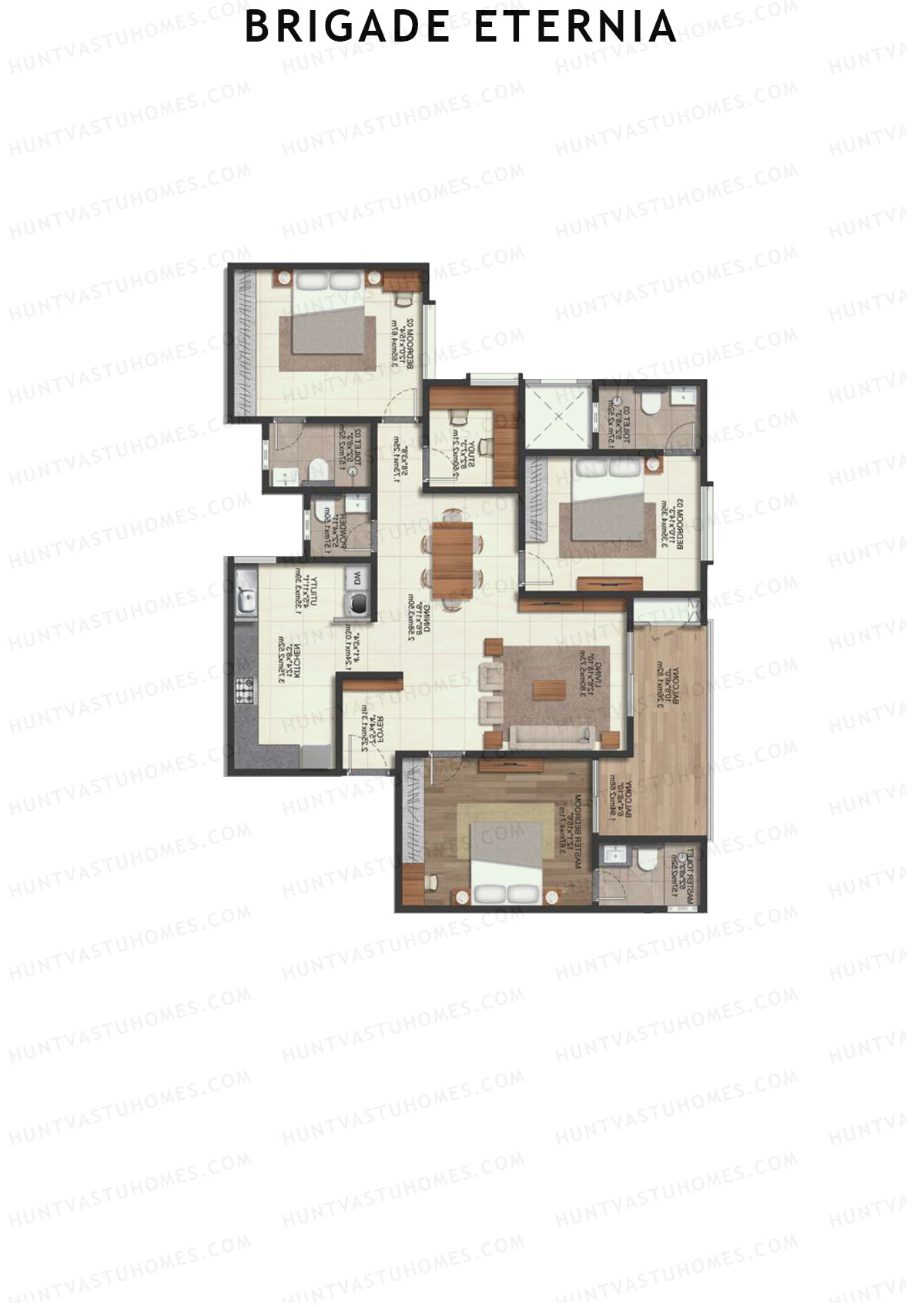 Brigade Eternia Tower G Unit 53 (Type 3X) Floor Plan