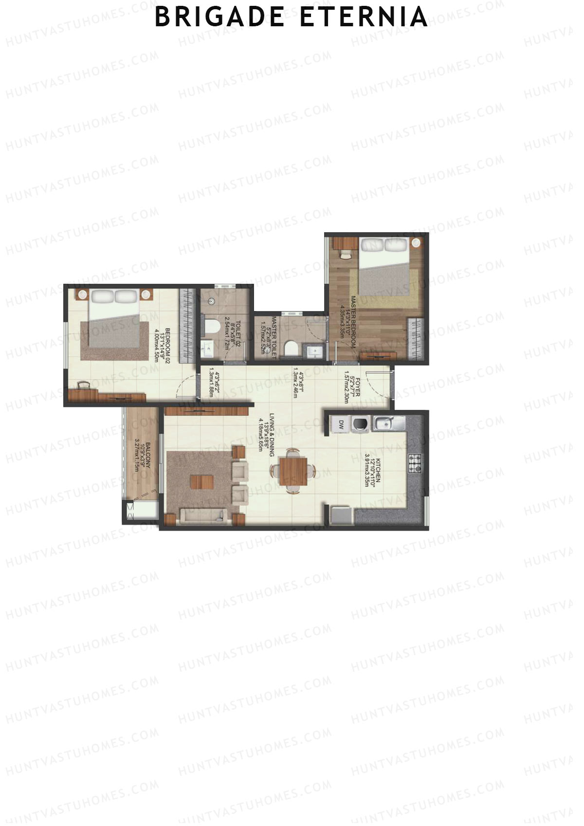 Brigade Eternia Tower I Unit 59 (Type 2E) Floor Plan