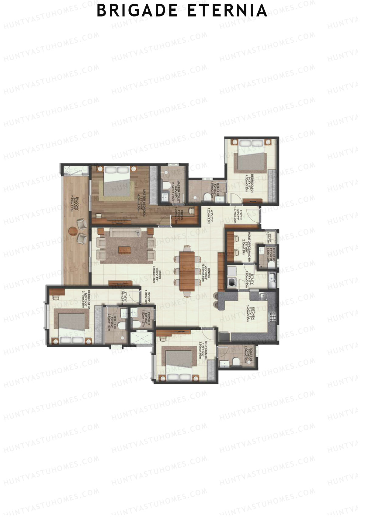 Brigade Eternia Tower I Unit 59 (Type 4D) Floor Plan