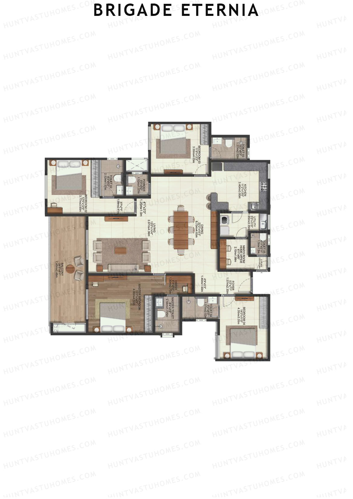 Brigade Eternia Tower I Unit 60 (Type 4E) Floor Plan