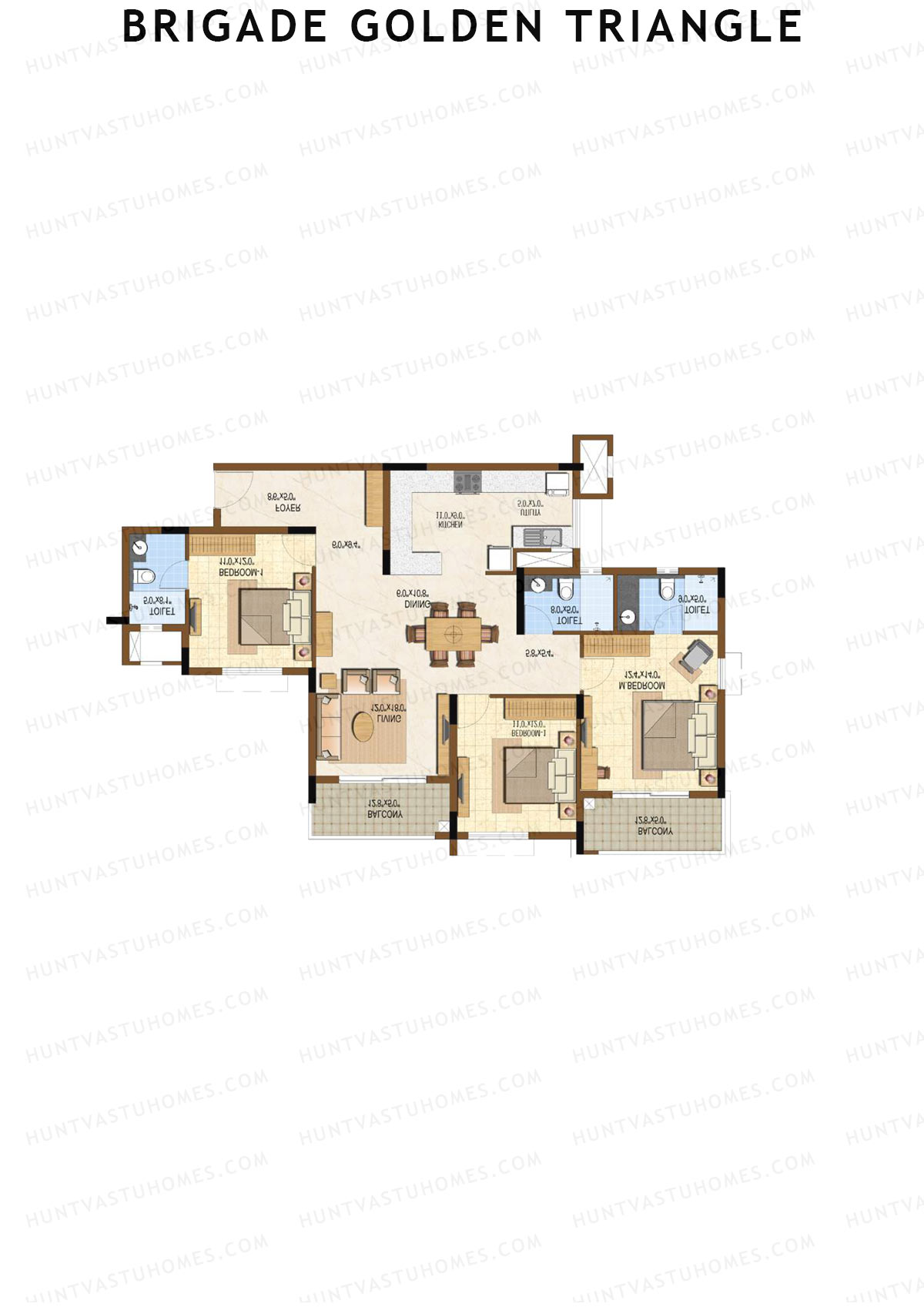 Brigade Golden Triangle Tower A Unit 4 (Type 5) Floor Plan