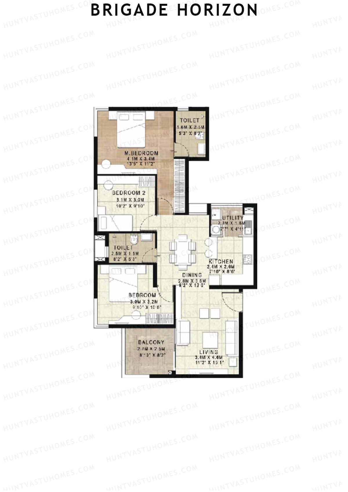 Brigade Horizon Block A Unit 1 (Type 6) Floor Plan