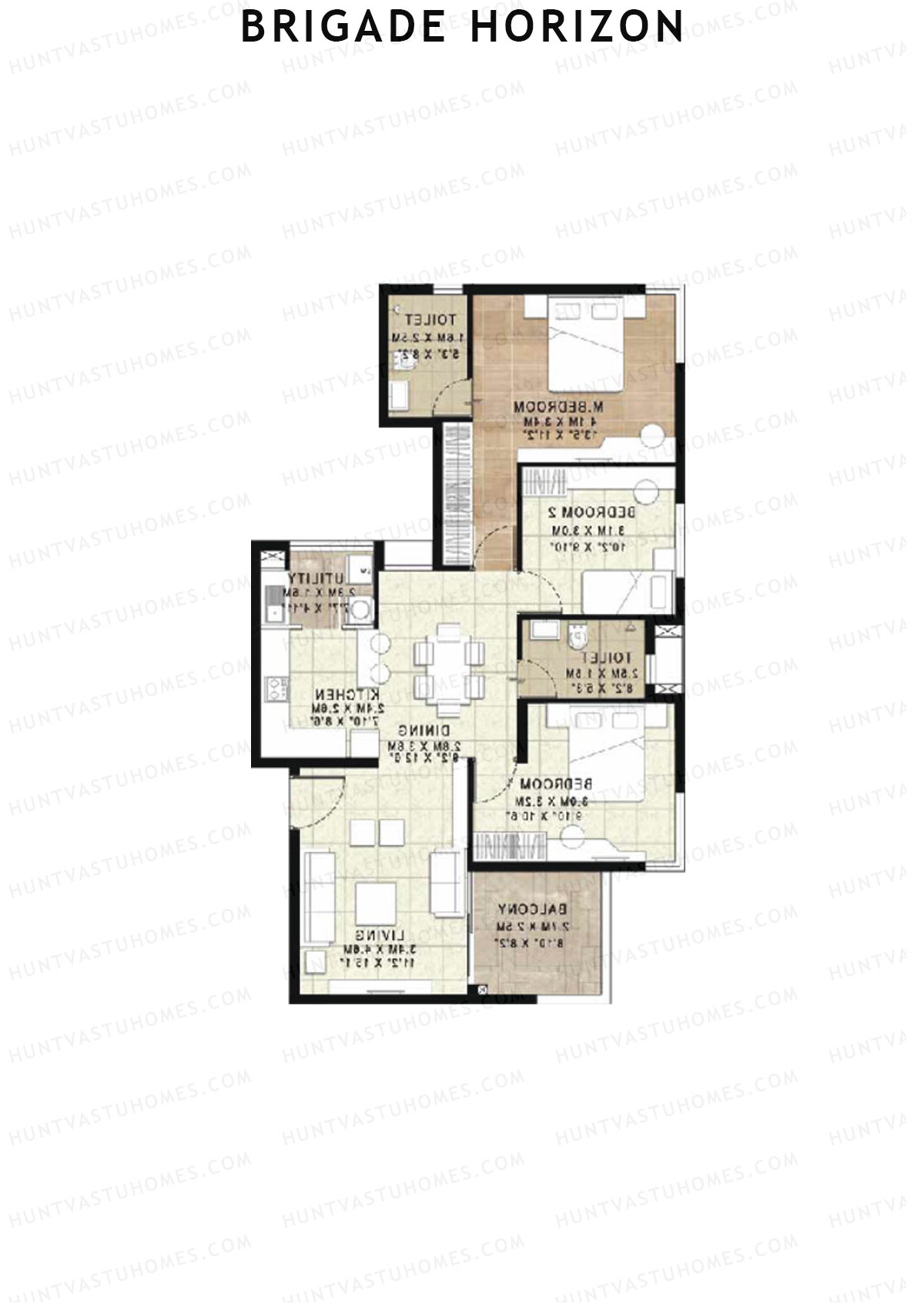 Brigade Horizon Block A Unit 2 (Type 6) Floor Plan