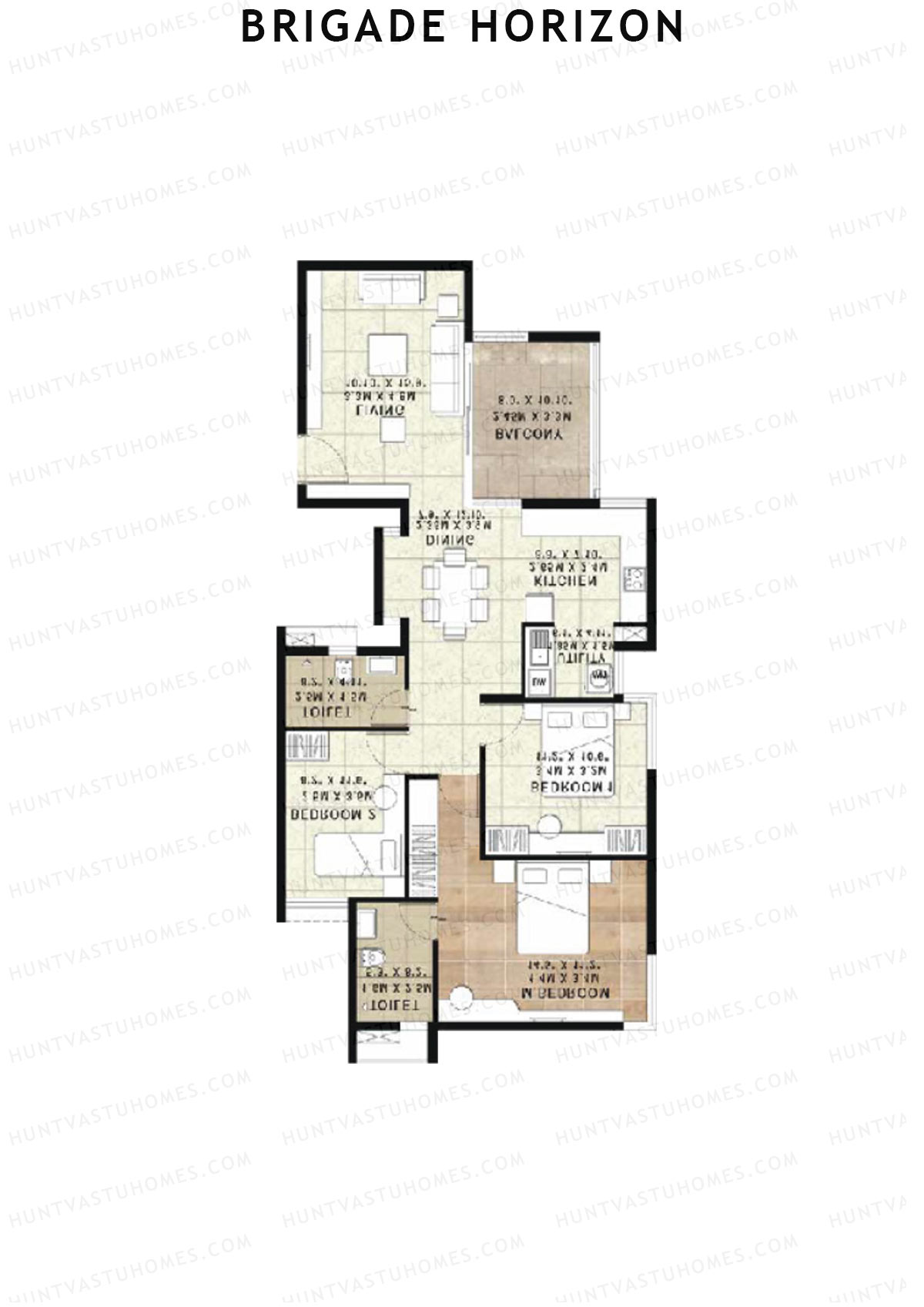 Brigade Horizon Block A Unit 3 (Type 7A) Floor Plan