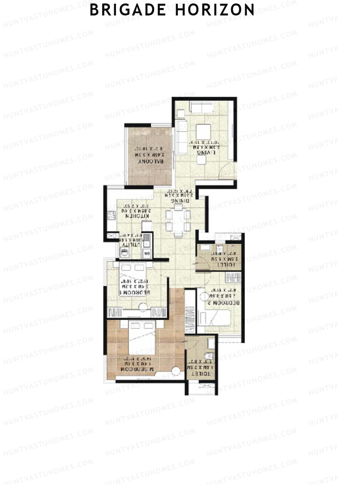Brigade Horizon Block A Unit 4 (Type 7A) Floor Plan