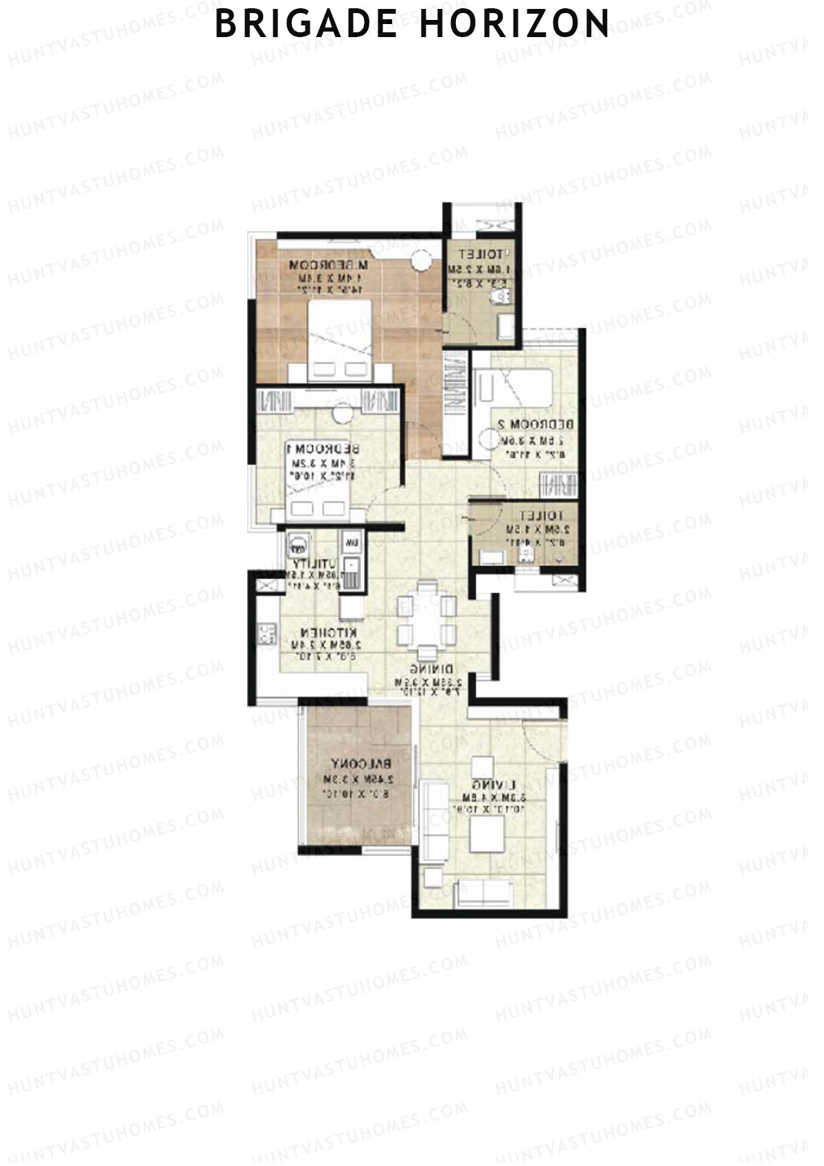 Brigade Horizon Block B Unit 5 (Type 7A) Floor Plan